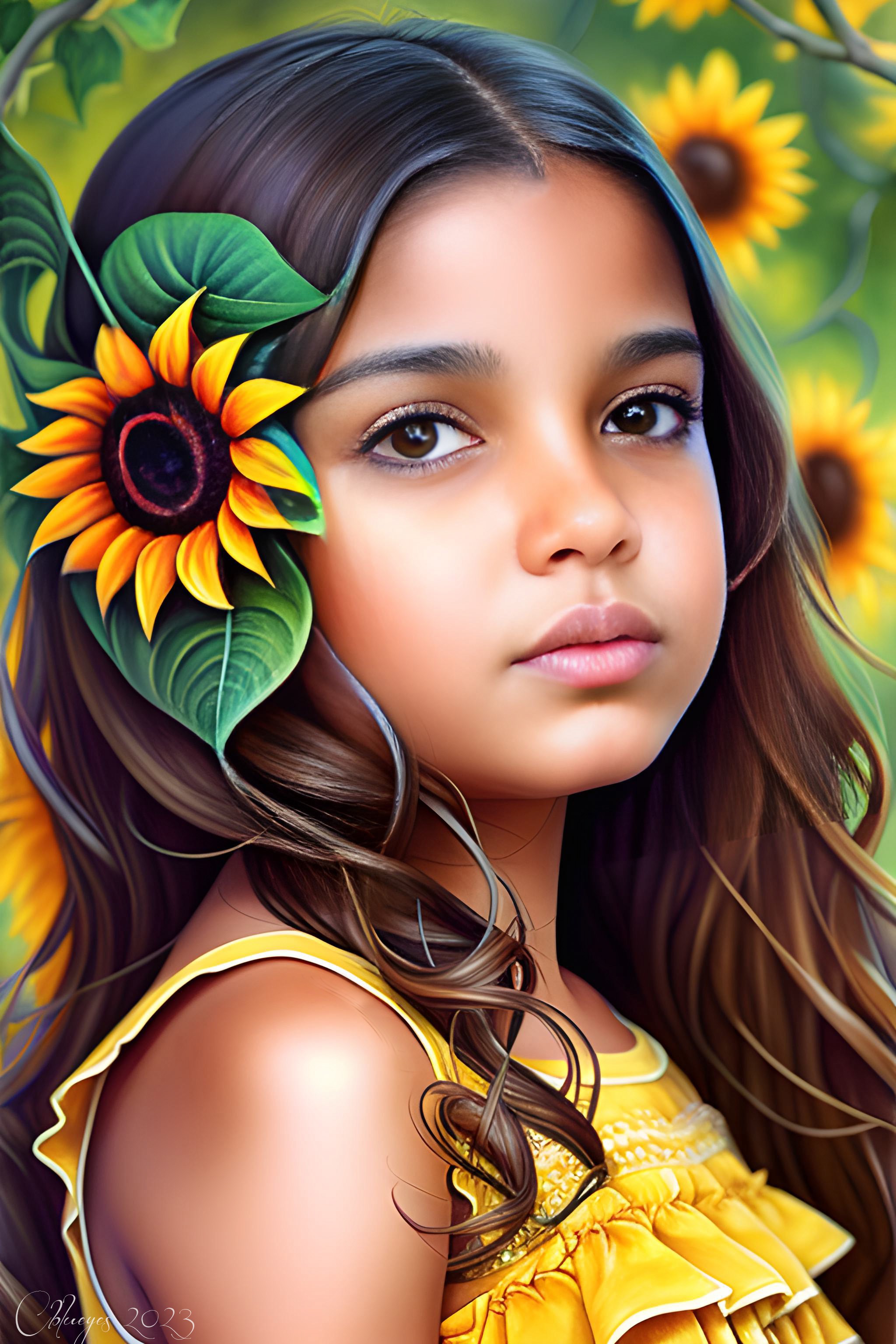 Sunflower Girl by cblueyes