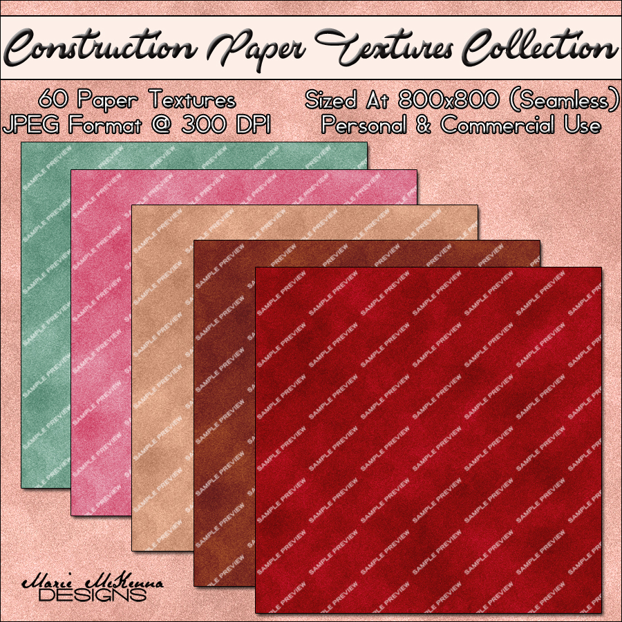 Construction Paper Textures Collection 2D Graphics MarieMcKennaDesigns