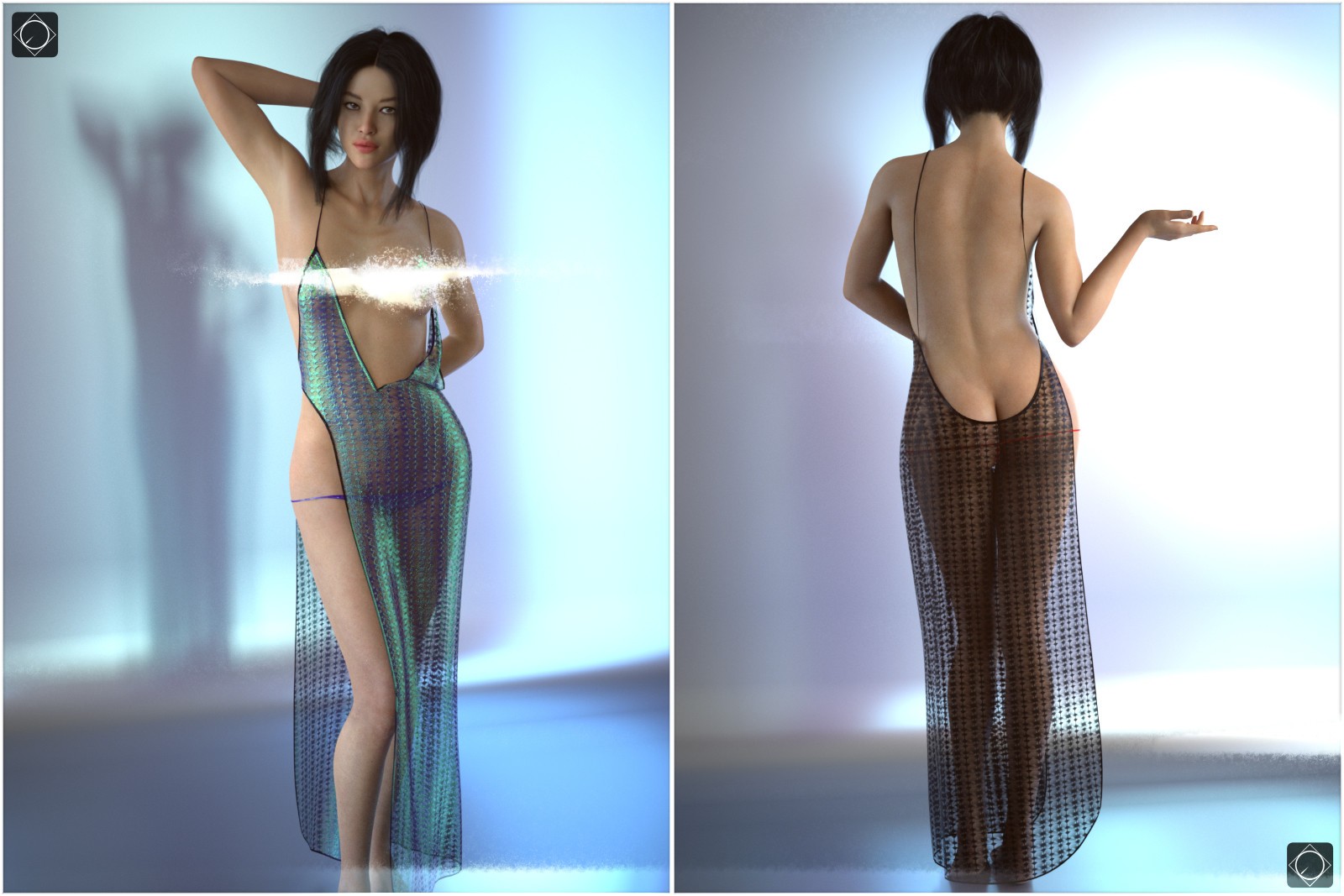 dForce Catalina Long Slit Dress for Genesis 8 Females by N/A