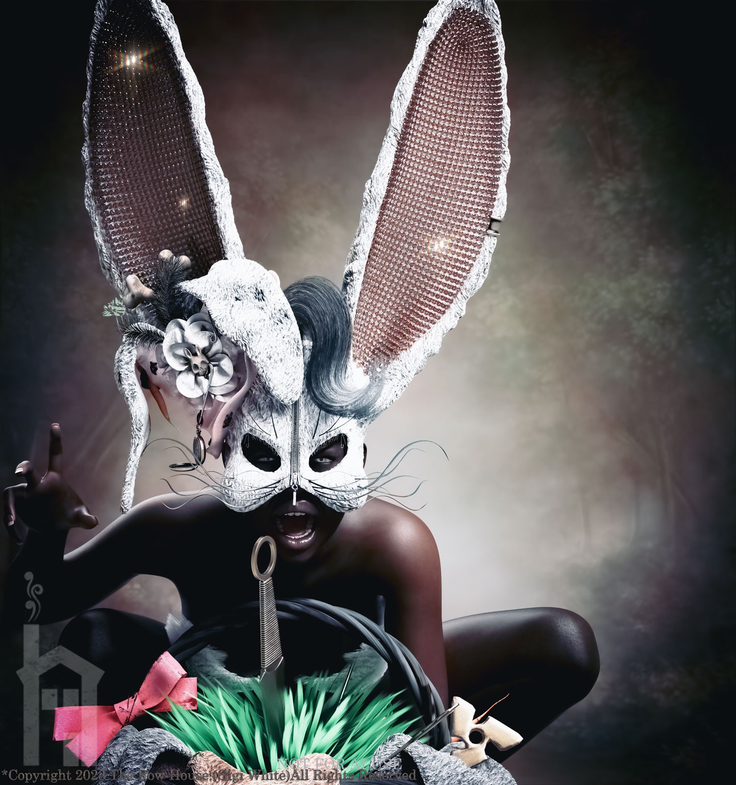 BAD BUNNY Headdress & Accessories Kit For Genesis 8 Genesis 8.1 & Genesis 9 by N/A