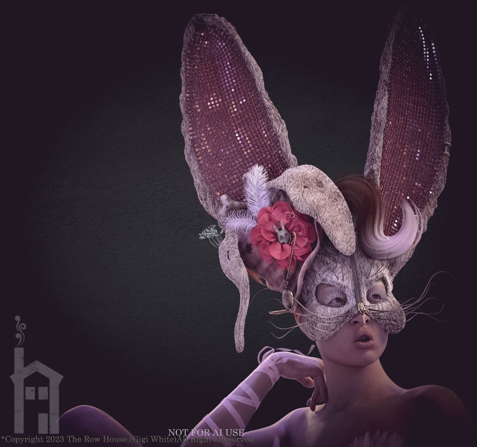 BAD BUNNY Headdress & Accessories Kit For Genesis 8 Genesis 8.1 & Genesis 9 by N/A