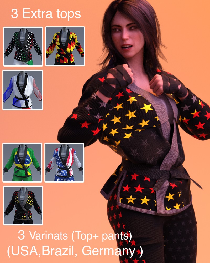 Nation Textures for "Fight like a Girl dForce outfit "  Genesis 8 & 8.1 Females by N/A