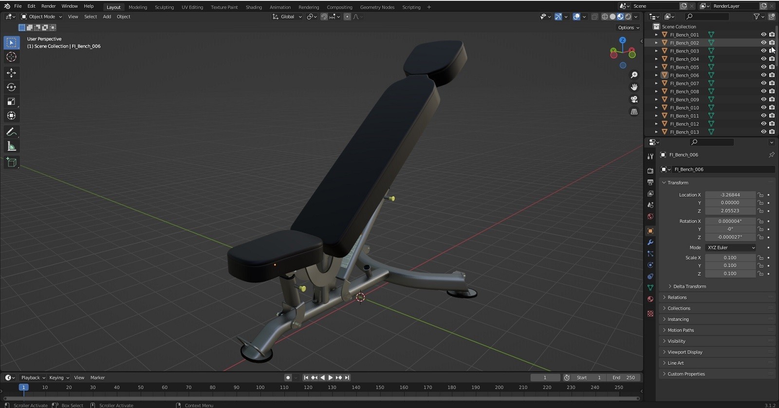 FLAT-INCLINE BENCH - Professional 3D Gym Model by N/A