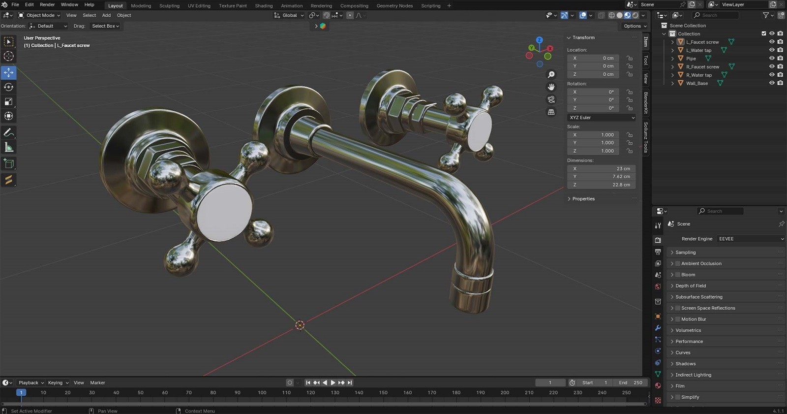 Wall-Mount Faucet - Ultra HD 3D Model by N/A