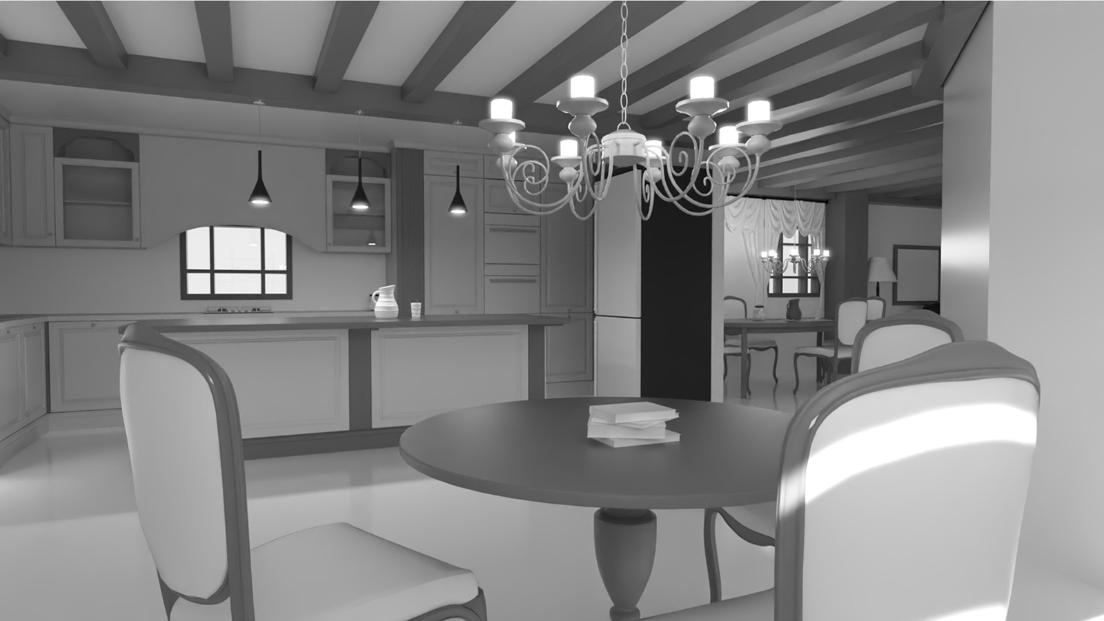 Mediterranean Living Dining and Kitchen by N/A