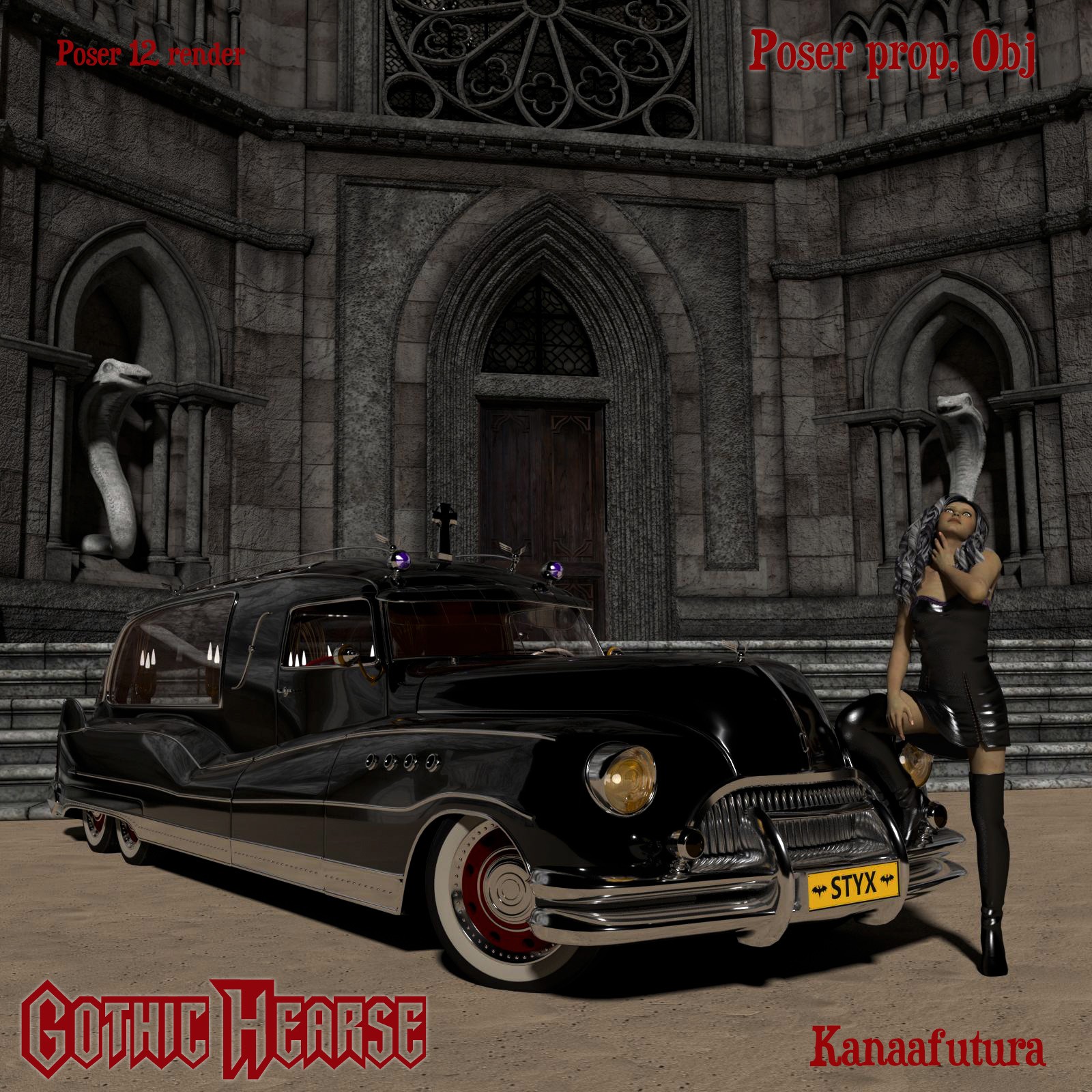 Gothic Hearse Poseable Poser Prop by N/A