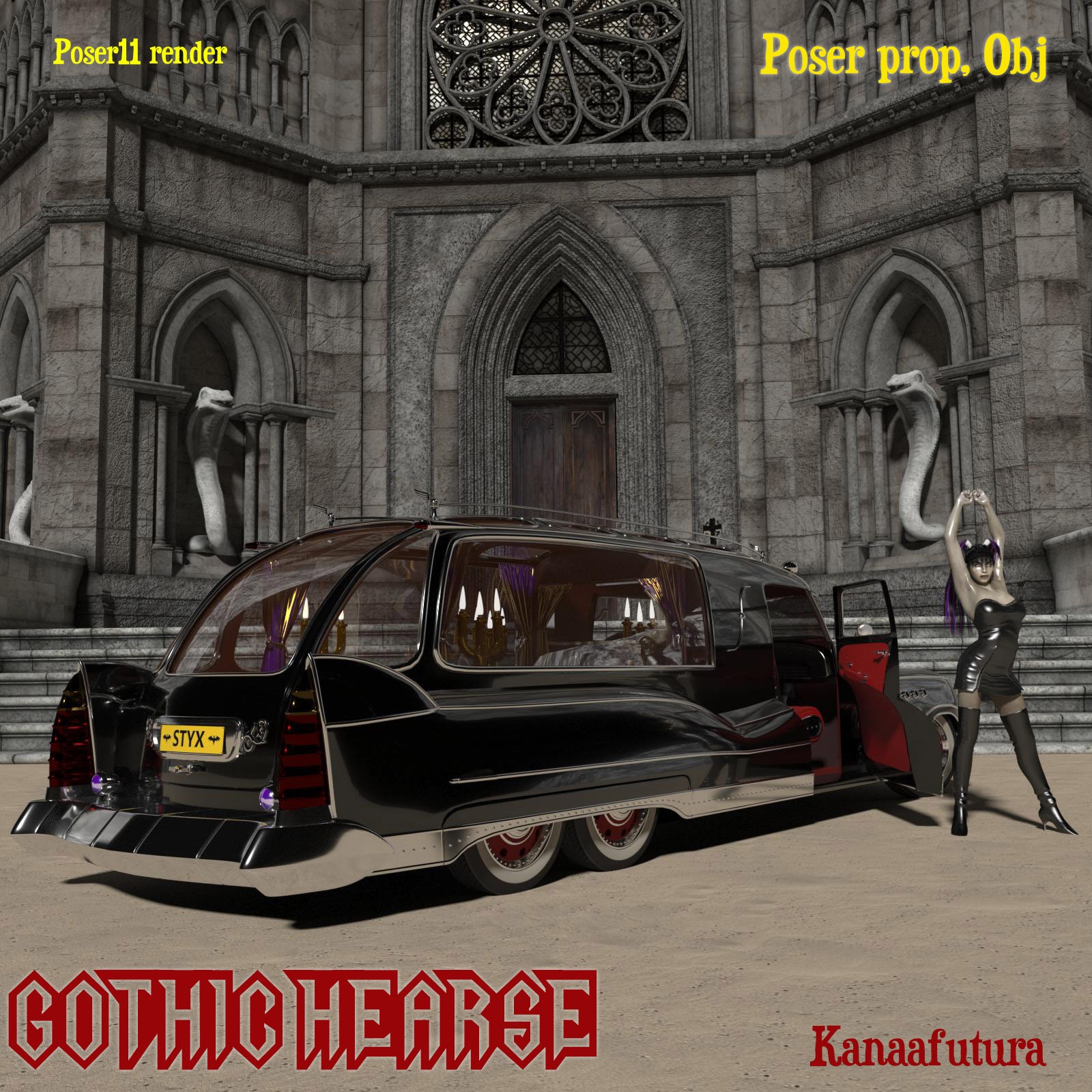 Gothic Hearse Poseable Poser Prop by N/A