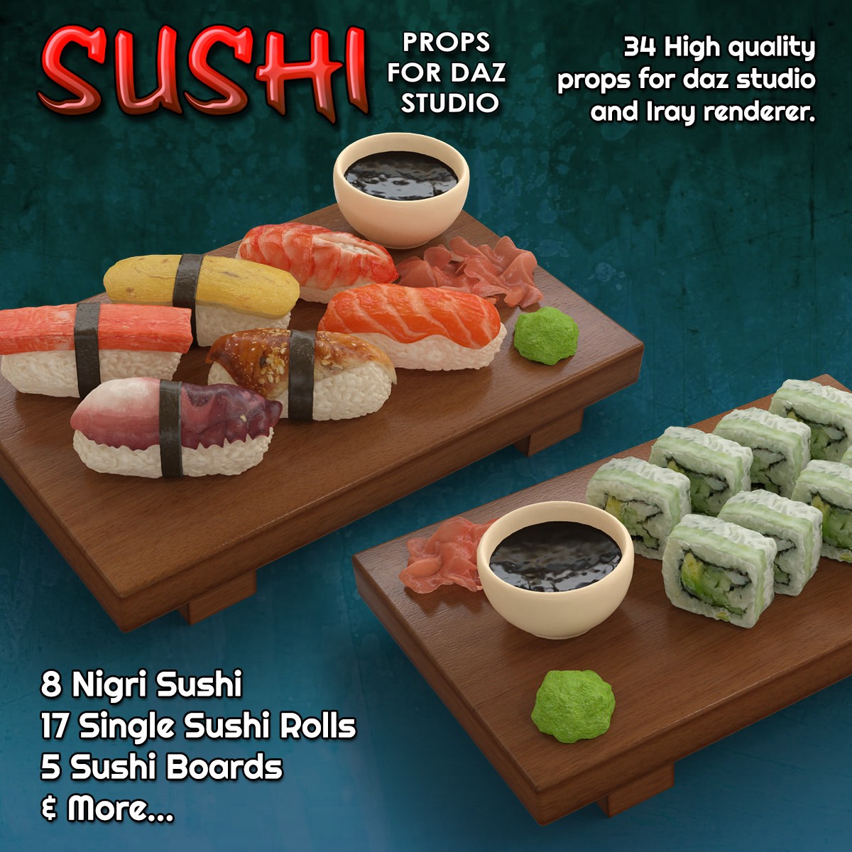 Exnem Sushi Props for Daz Studio with Iray by N/A