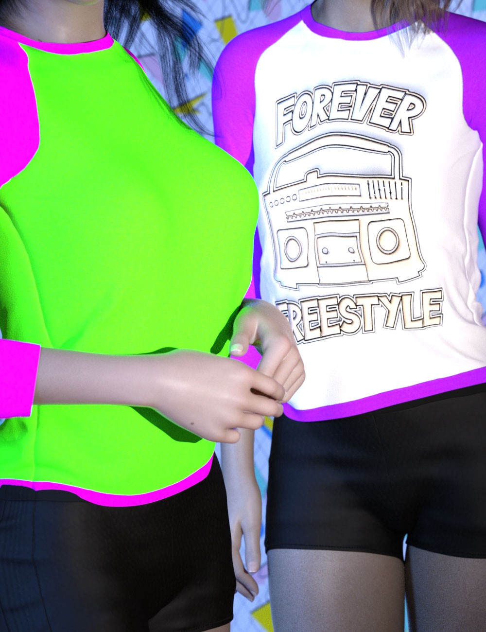 3DL 80s Remix For Long Sleeve Raglan Tee G8F/G9 by N/A