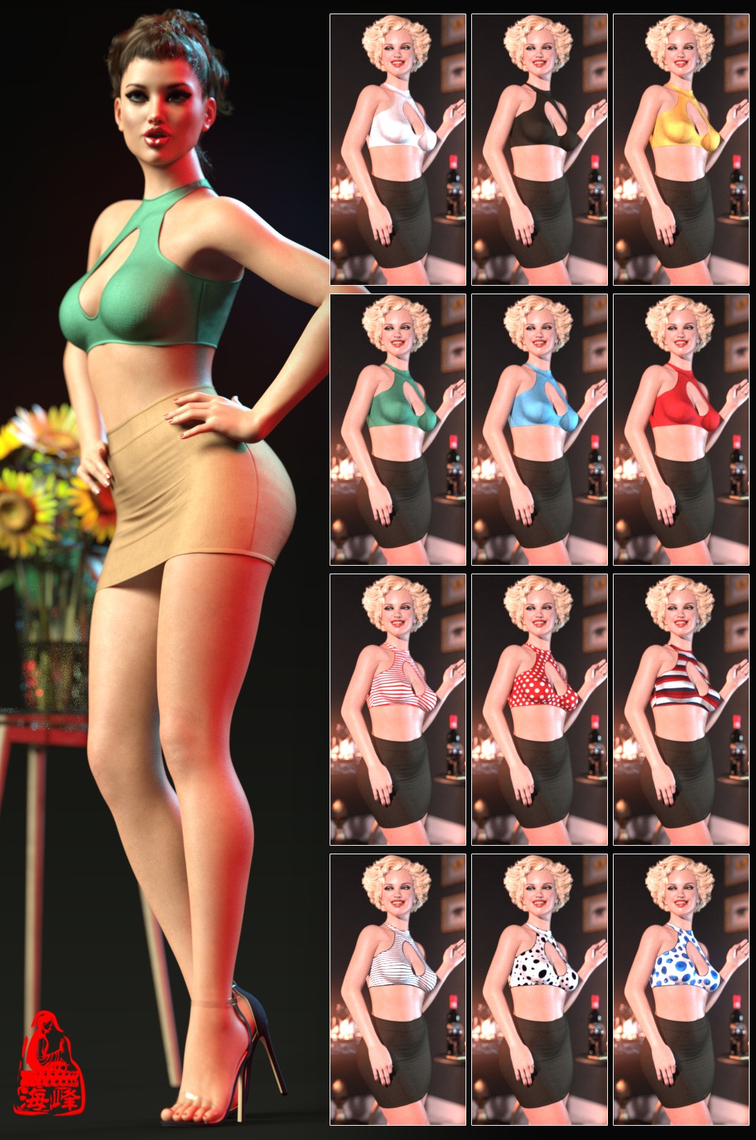 dForce Cutout Top & Mini Skirt for Genesis 8 & 8.1 Females by N/A