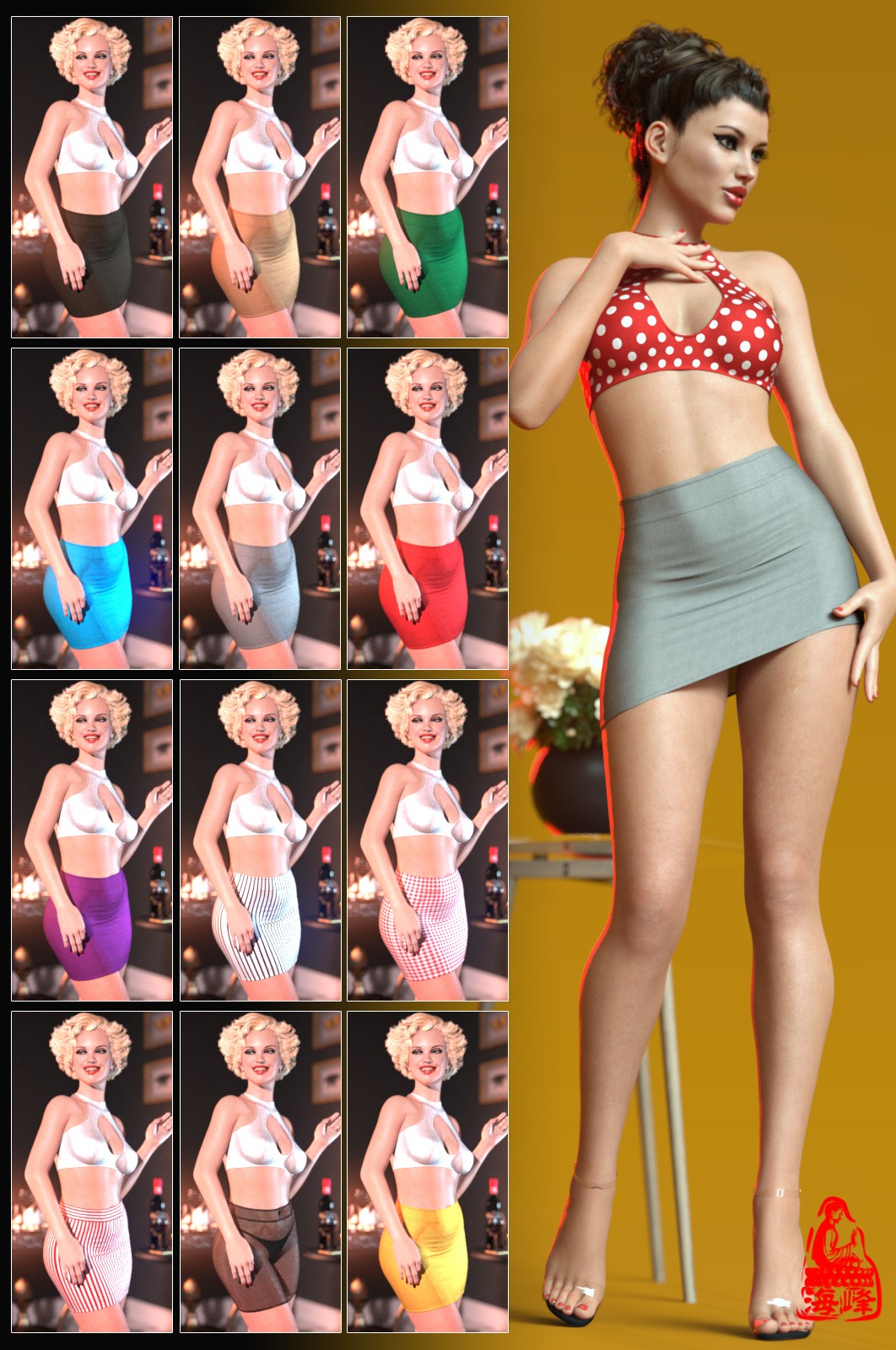 dForce Cutout Top & Mini Skirt for Genesis 8 & 8.1 Females by N/A