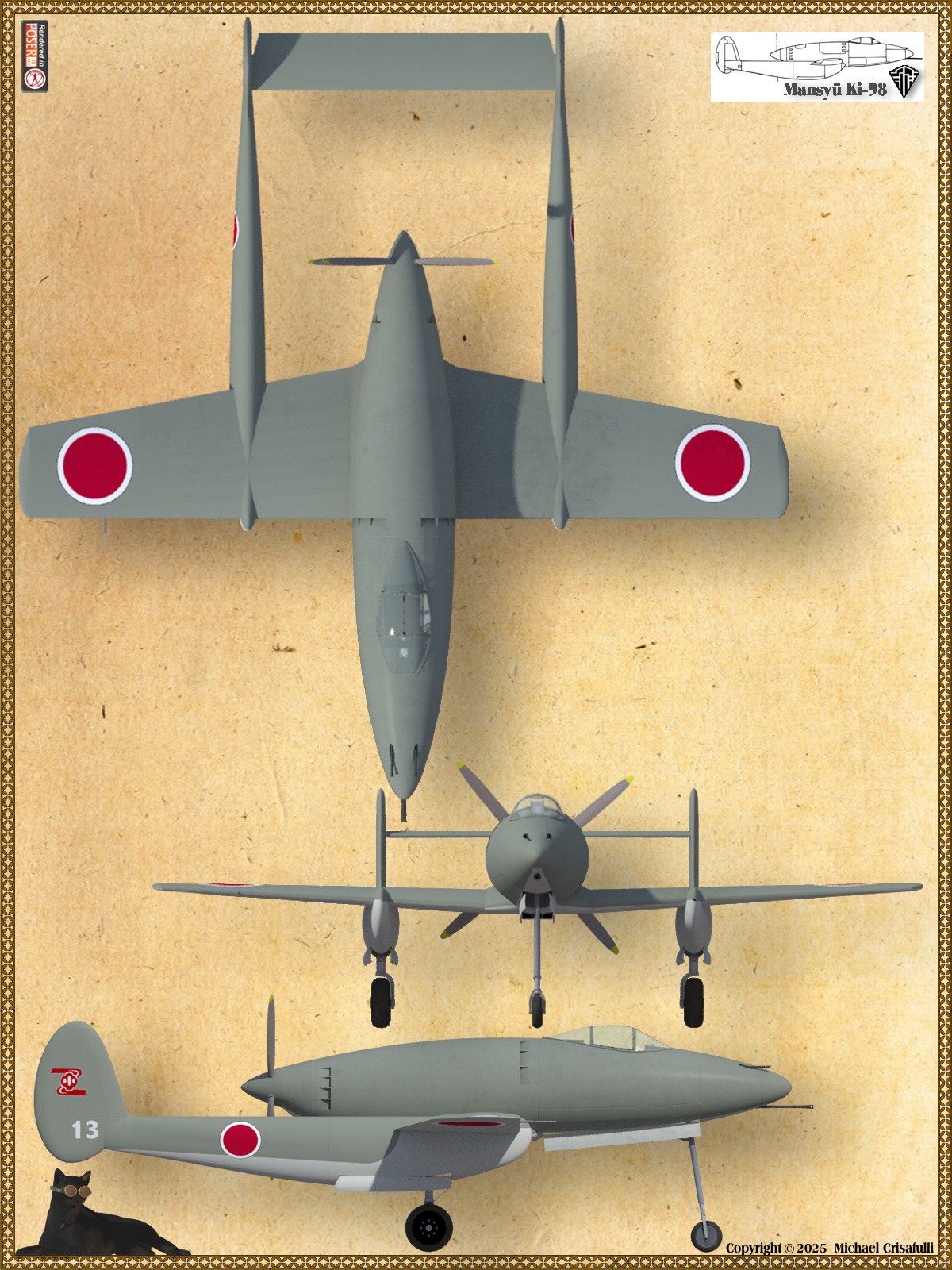 Mansyu Ki-98 WW 2 Twin-Boom Fighter by N/A