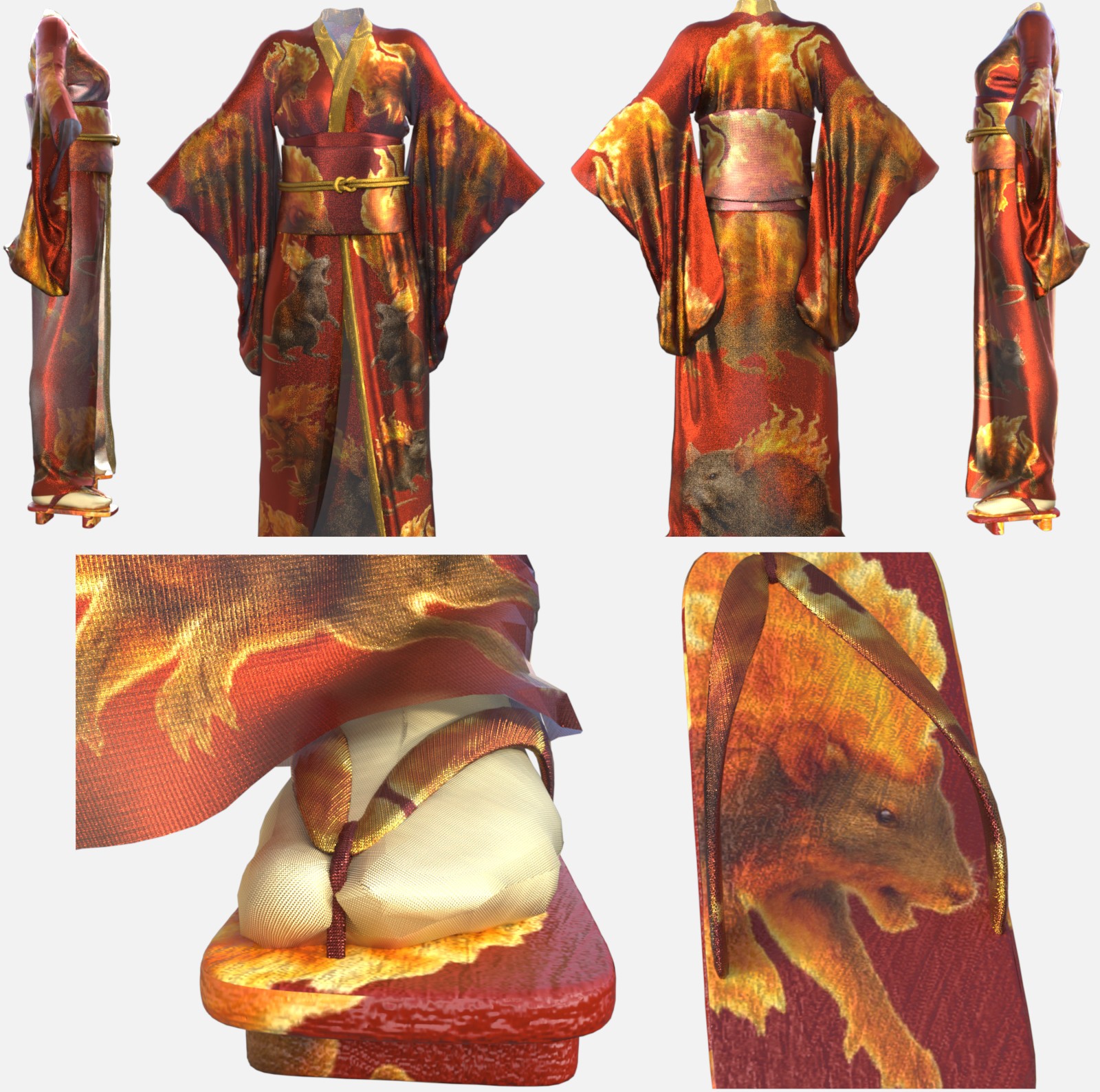 Japan Mythical Creature dForce Kimono Outfit Texture Add-ons by N/A