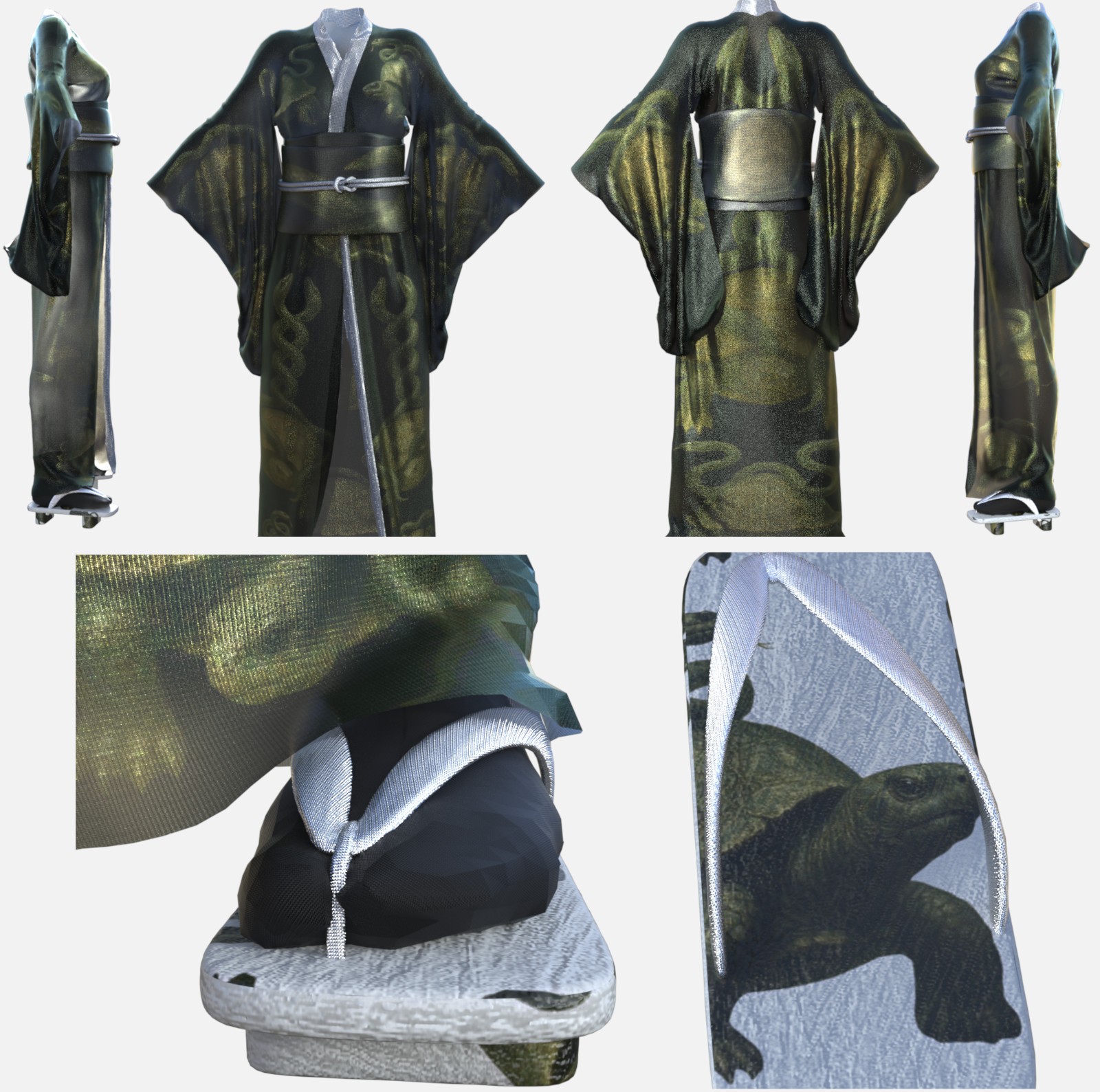 Japan Mythical Creature dForce Kimono Outfit Texture Add-ons by N/A