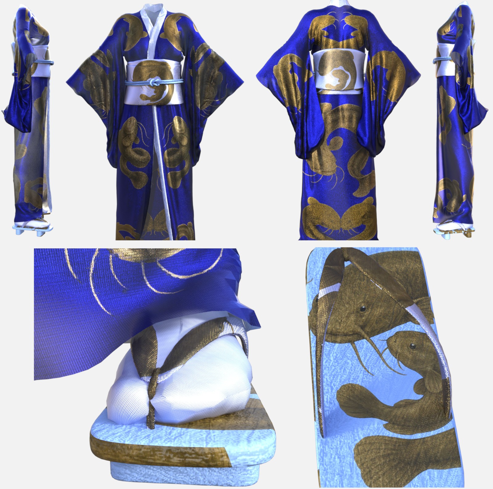 Japan Mythical Creature dForce Kimono Outfit Texture Add-ons by N/A