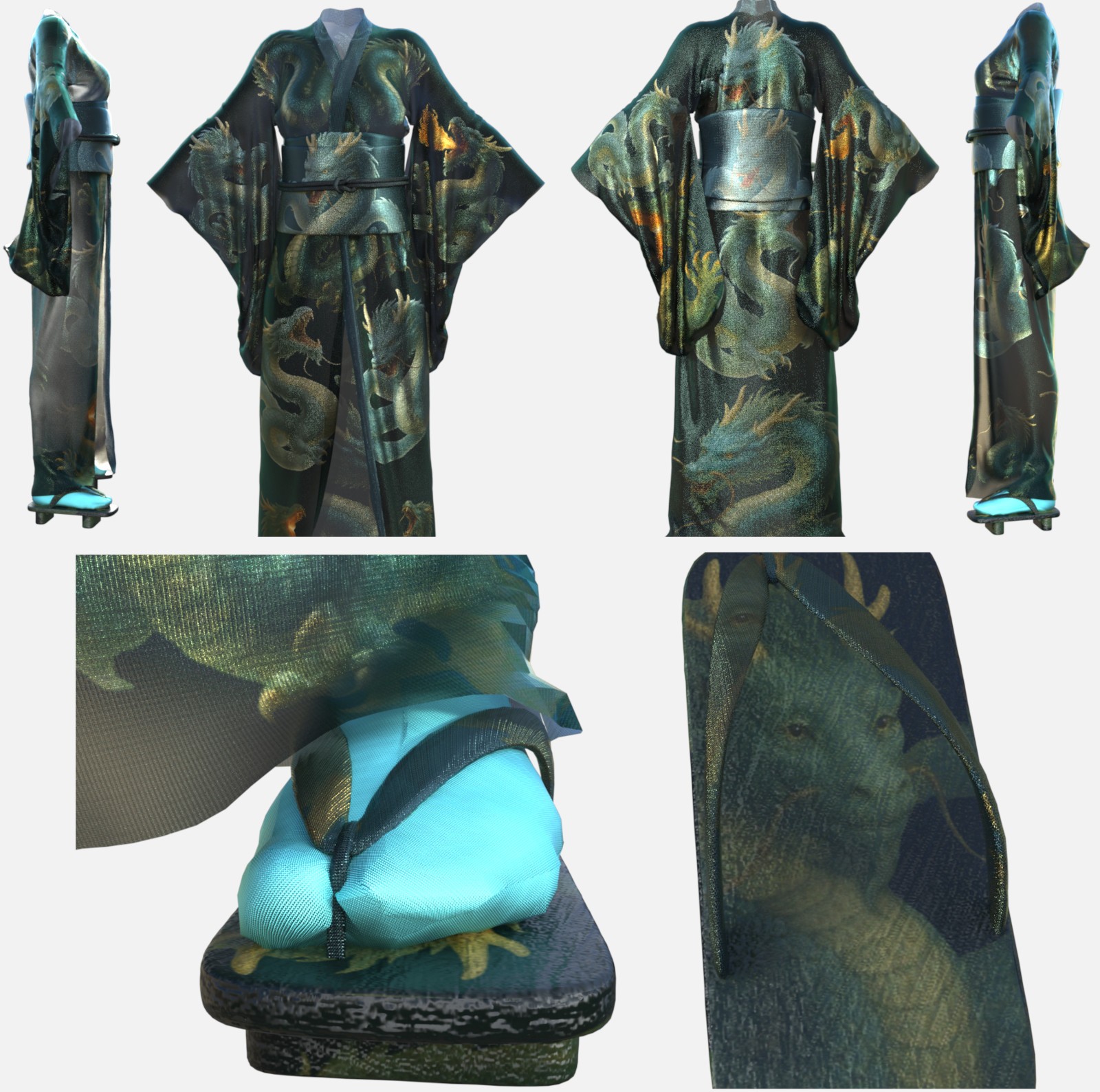 Japan Mythical Creature dForce Kimono Outfit Texture Add-ons by N/A