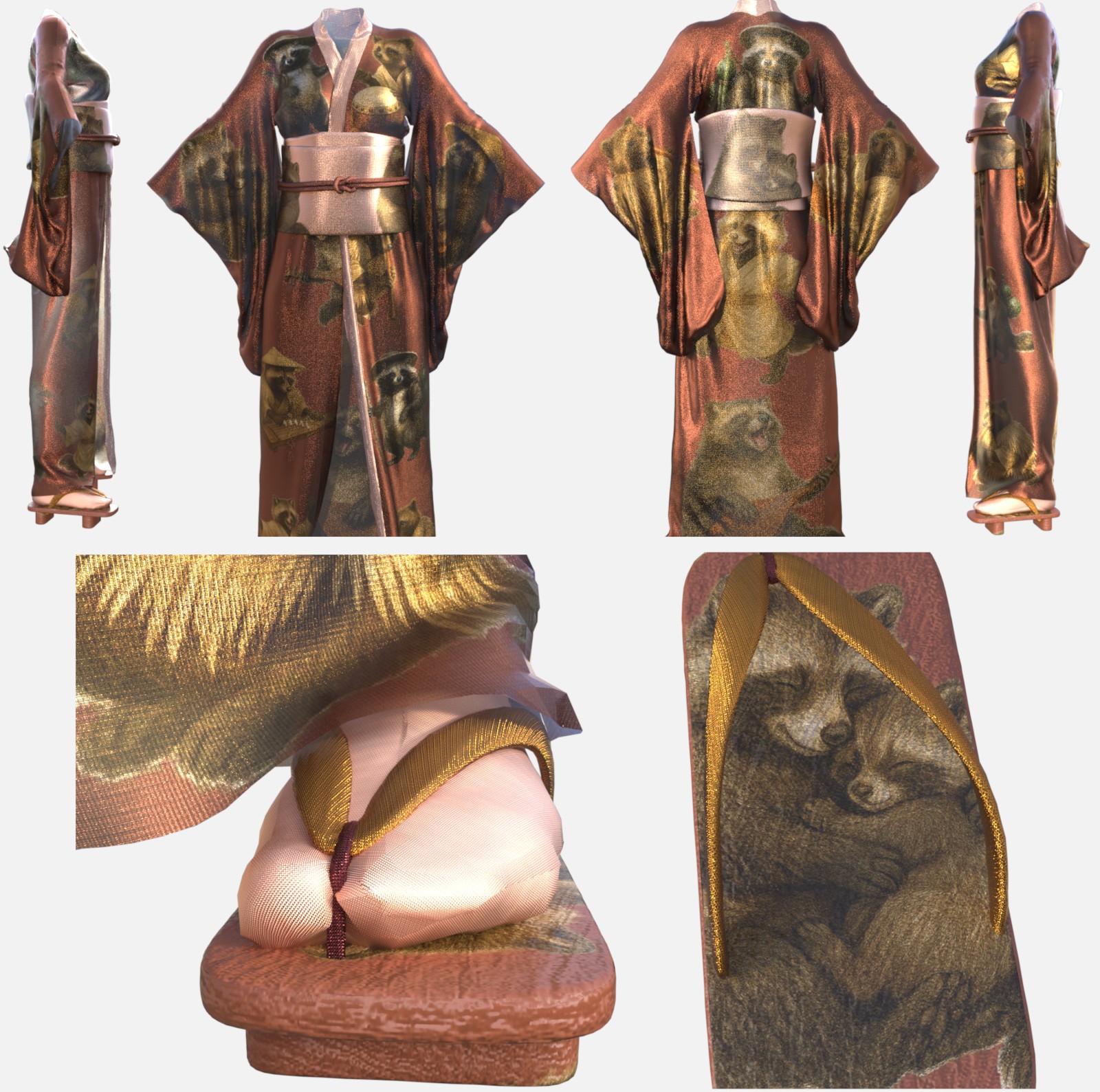 Japan Mythical Creature dForce Kimono Outfit Texture Add-ons by N/A