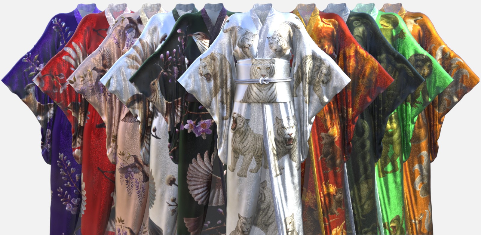 Youkai Kachouga dForce Kimono Outfit Texture Add-ons Bundle by N/A