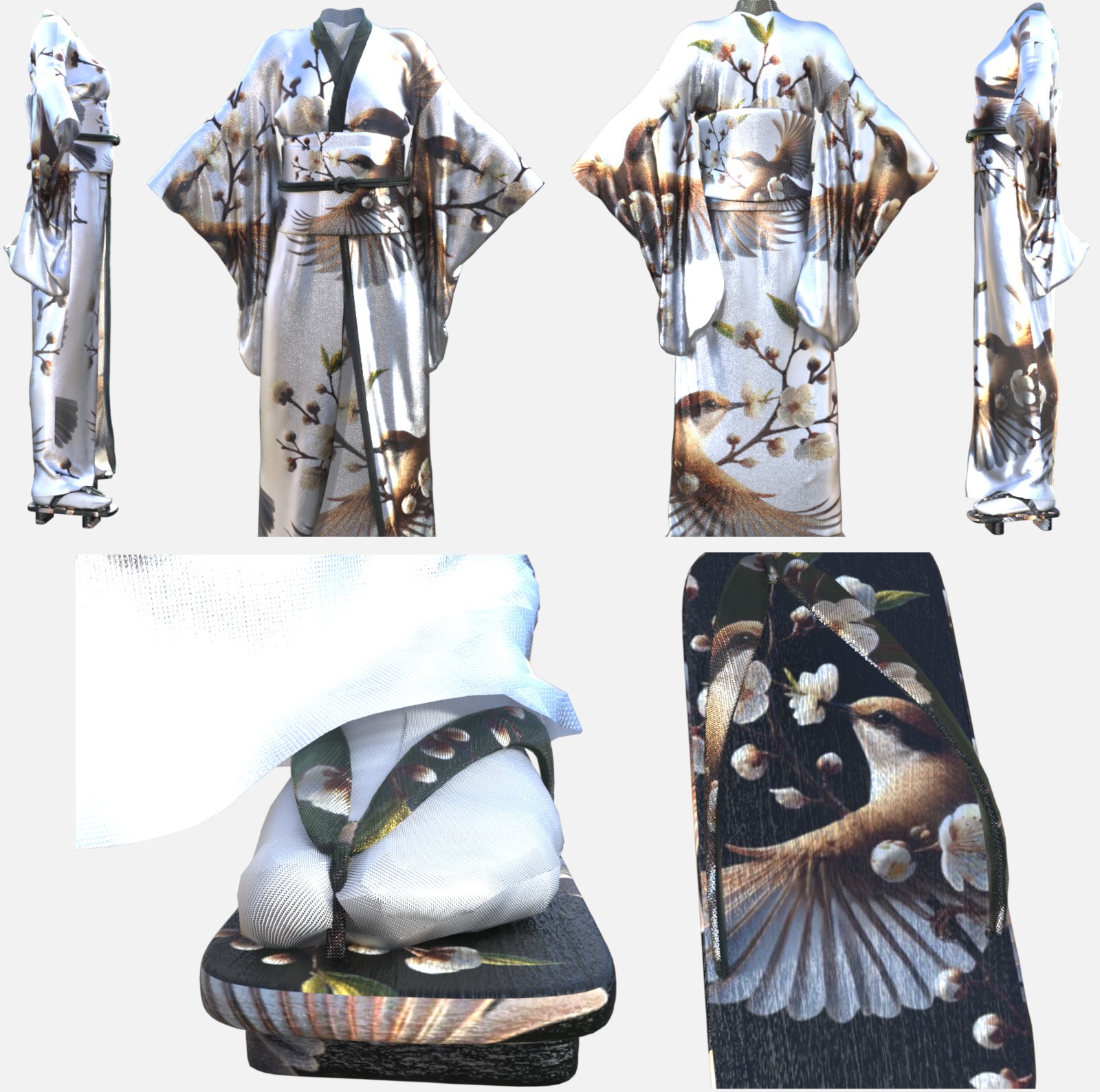 Youkai Kachouga dForce Kimono Outfit Texture Add-ons Bundle by N/A