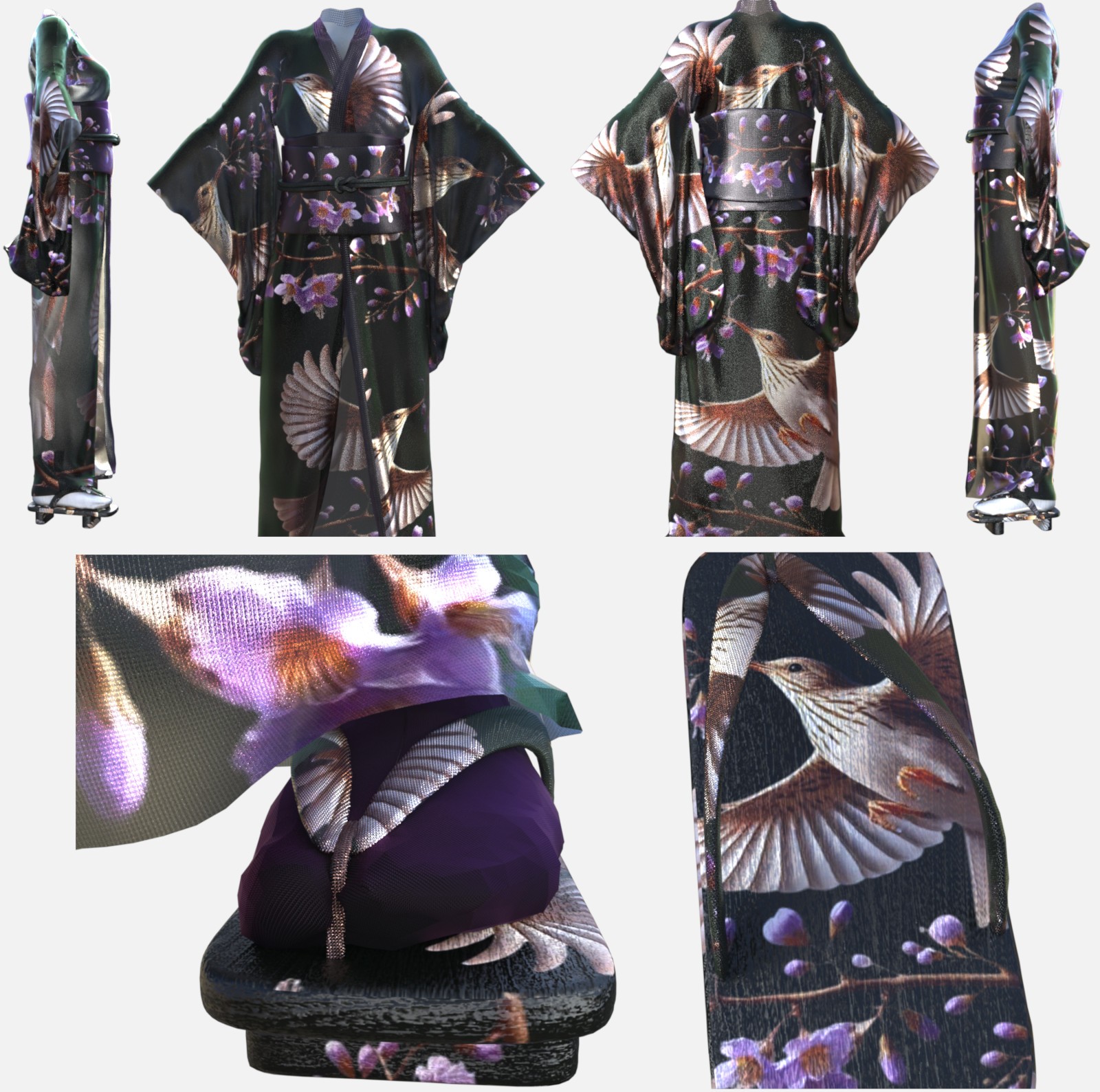 Youkai Kachouga dForce Kimono Outfit Texture Add-ons Bundle by N/A
