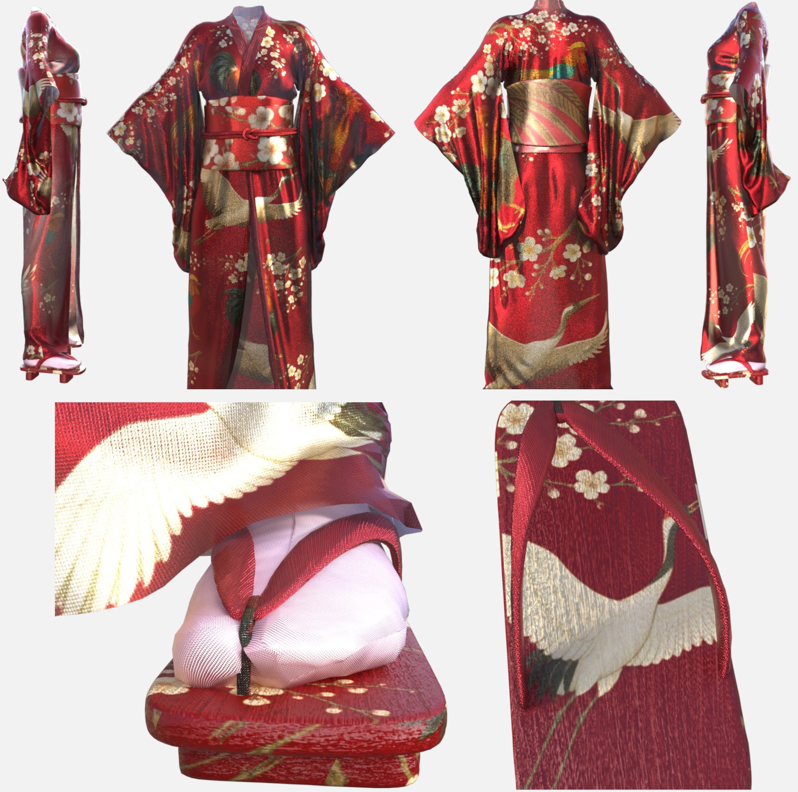 Youkai Kachouga dForce Kimono Outfit Texture Add-ons Bundle by N/A