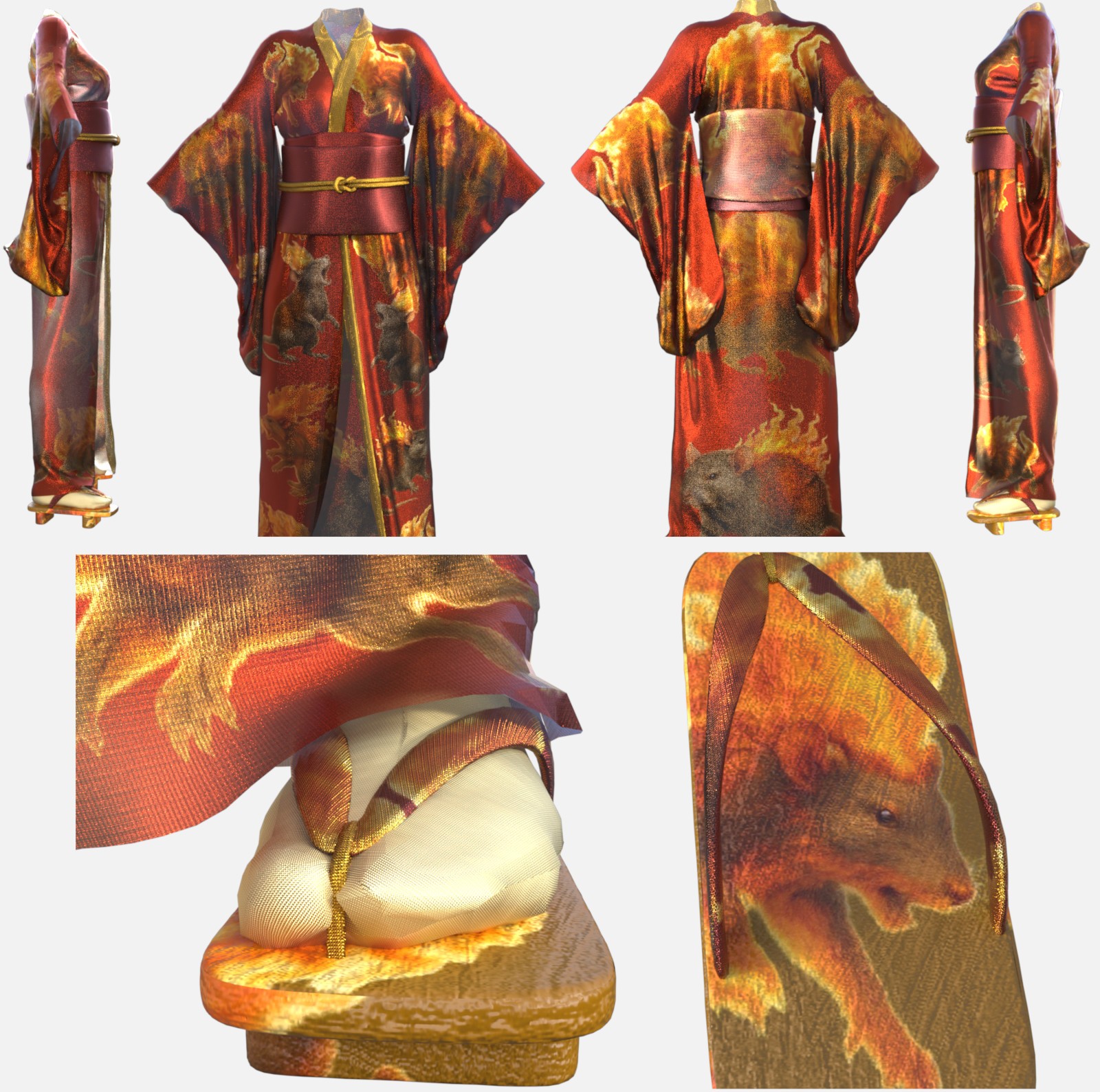 Youkai Kachouga dForce Kimono Outfit Texture Add-ons Bundle by N/A