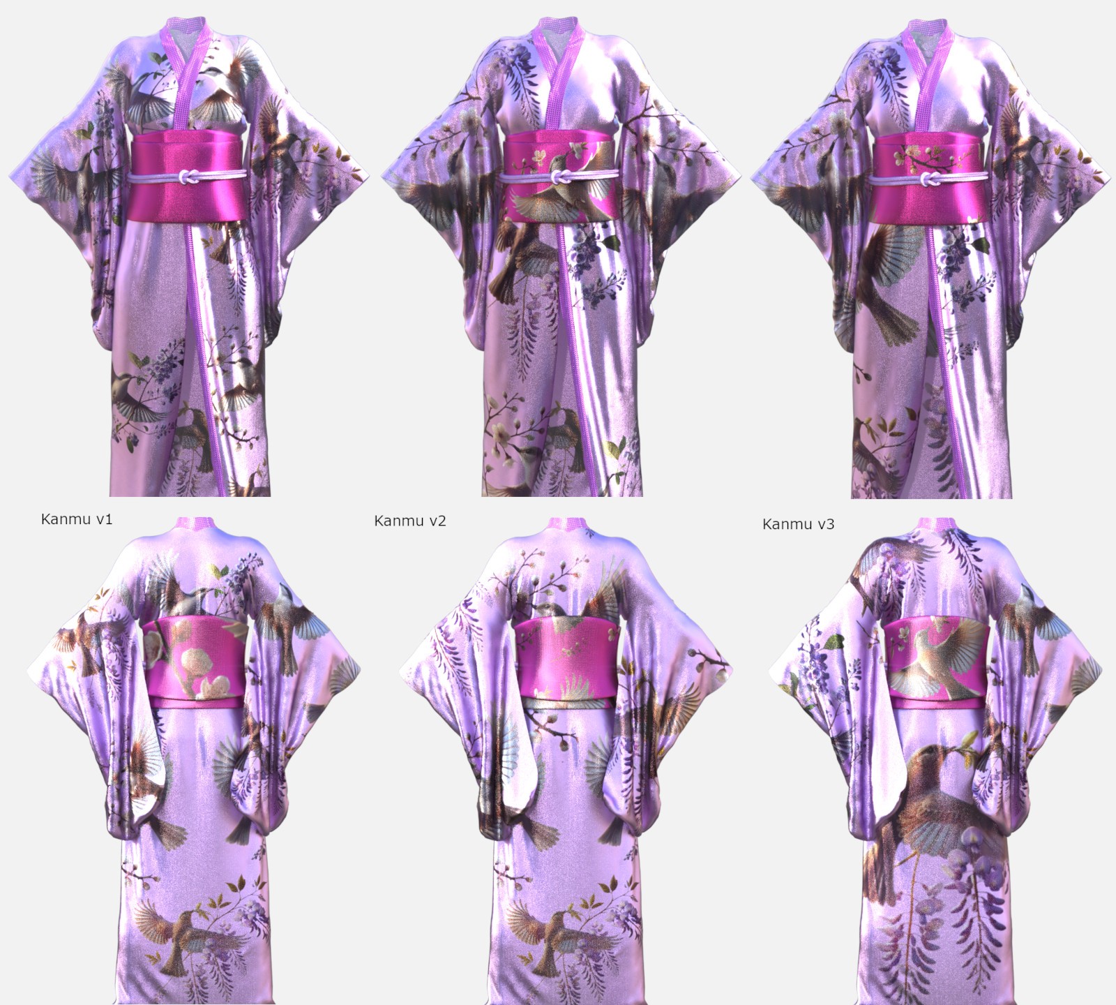 Youkai Kachouga dForce Kimono Outfit Texture Add-ons Bundle by N/A