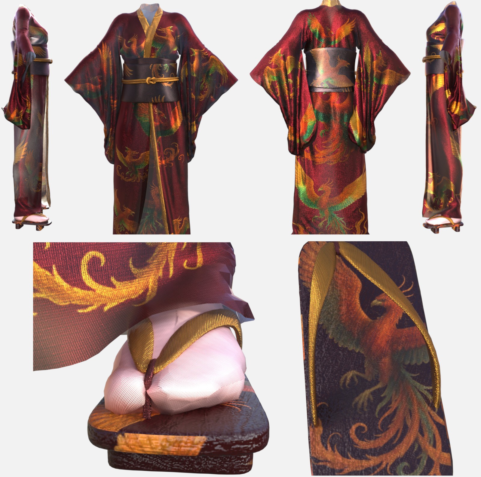 Youkai Kachouga dForce Kimono Outfit Texture Add-ons Bundle by N/A