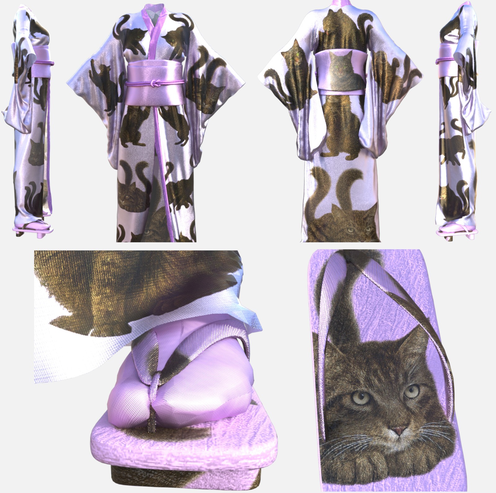 Youkai Kachouga dForce Kimono Outfit Texture Add-ons Bundle by N/A