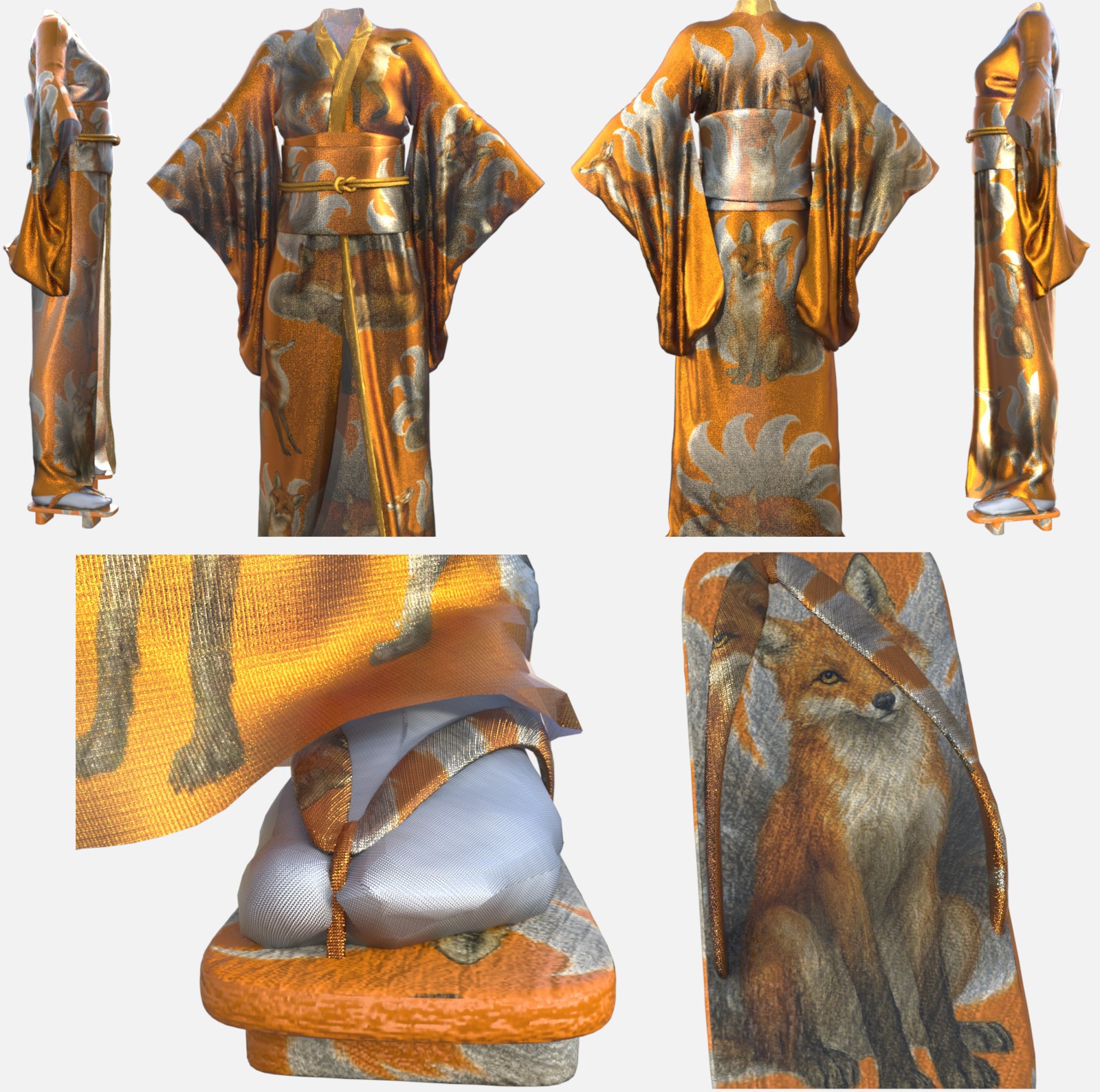 Youkai Kachouga dForce Kimono Outfit Texture Add-ons Bundle by N/A
