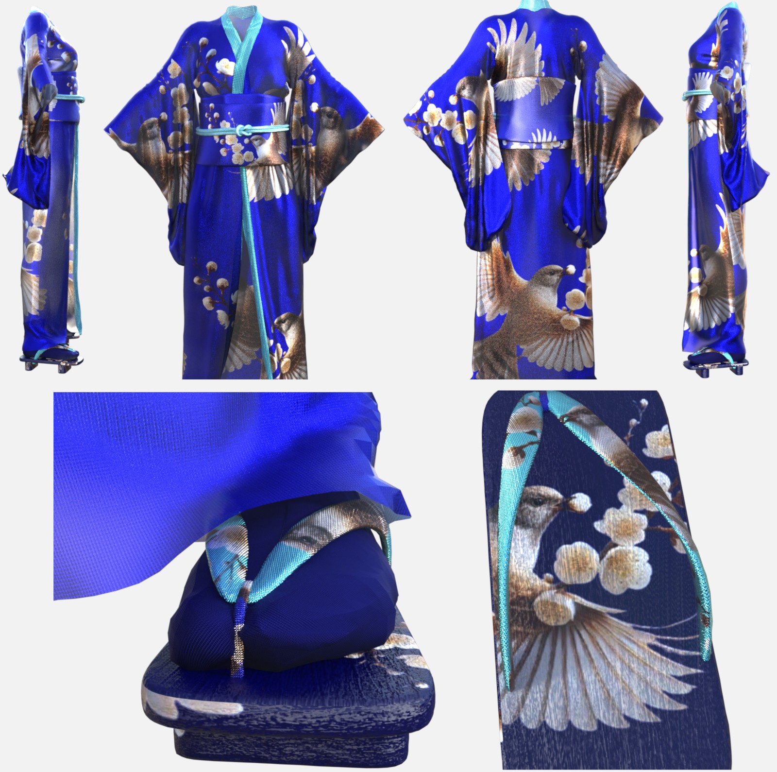 Youkai Kachouga dForce Kimono Outfit Texture Add-ons Bundle by N/A