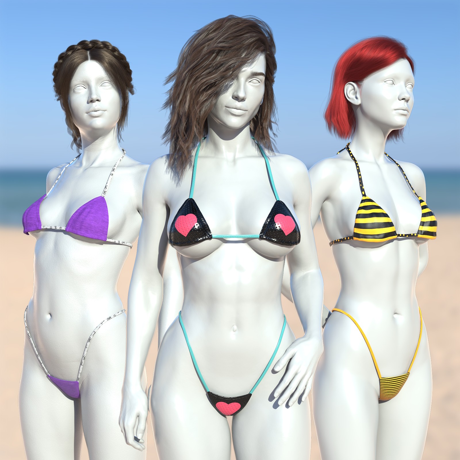 DTT Basic Multi-Material Bikini Set for G8F and G9