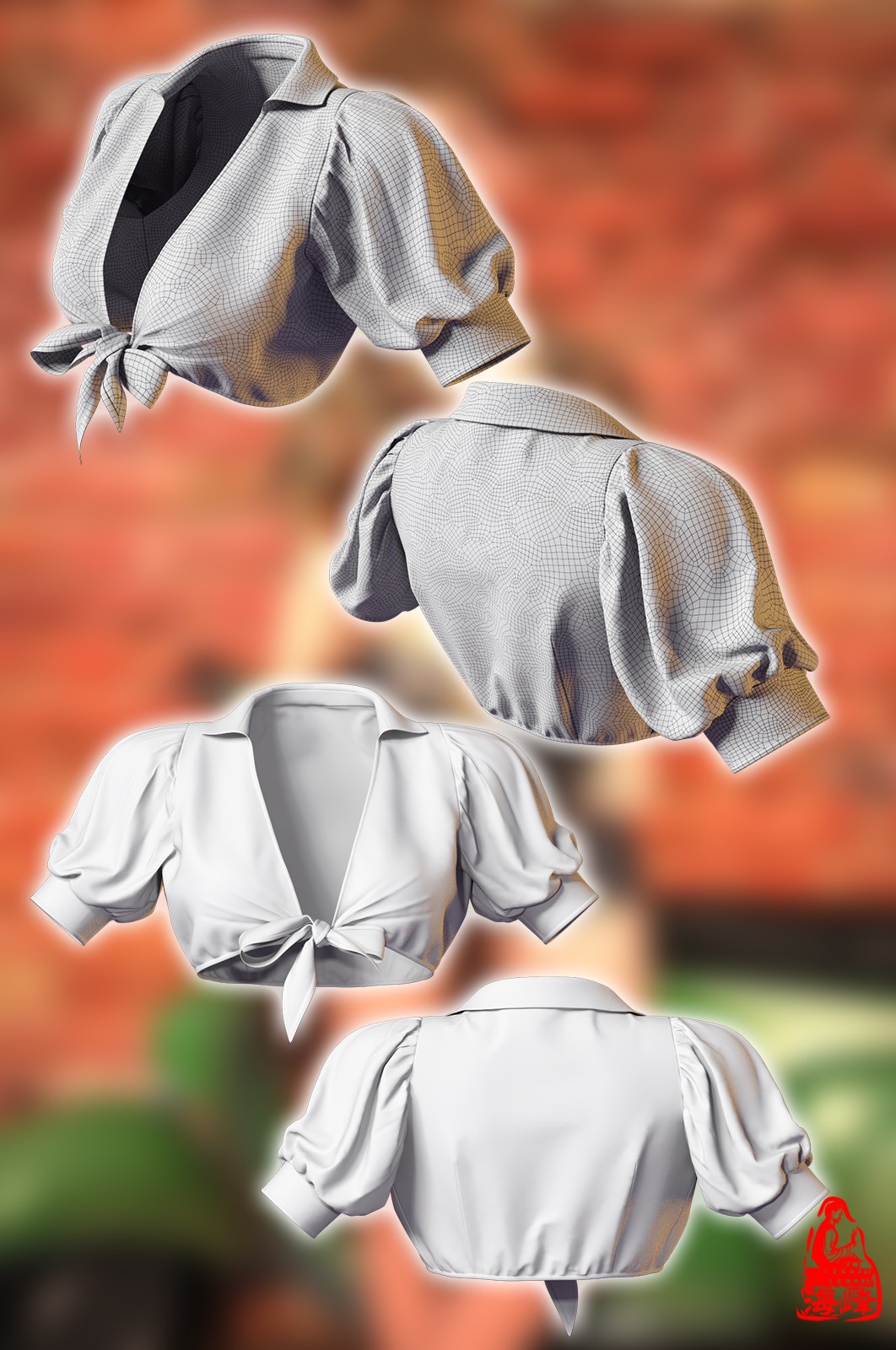 dForce Tie Cropped Shirt for Genesis 8 & 8.1 Females by N/A