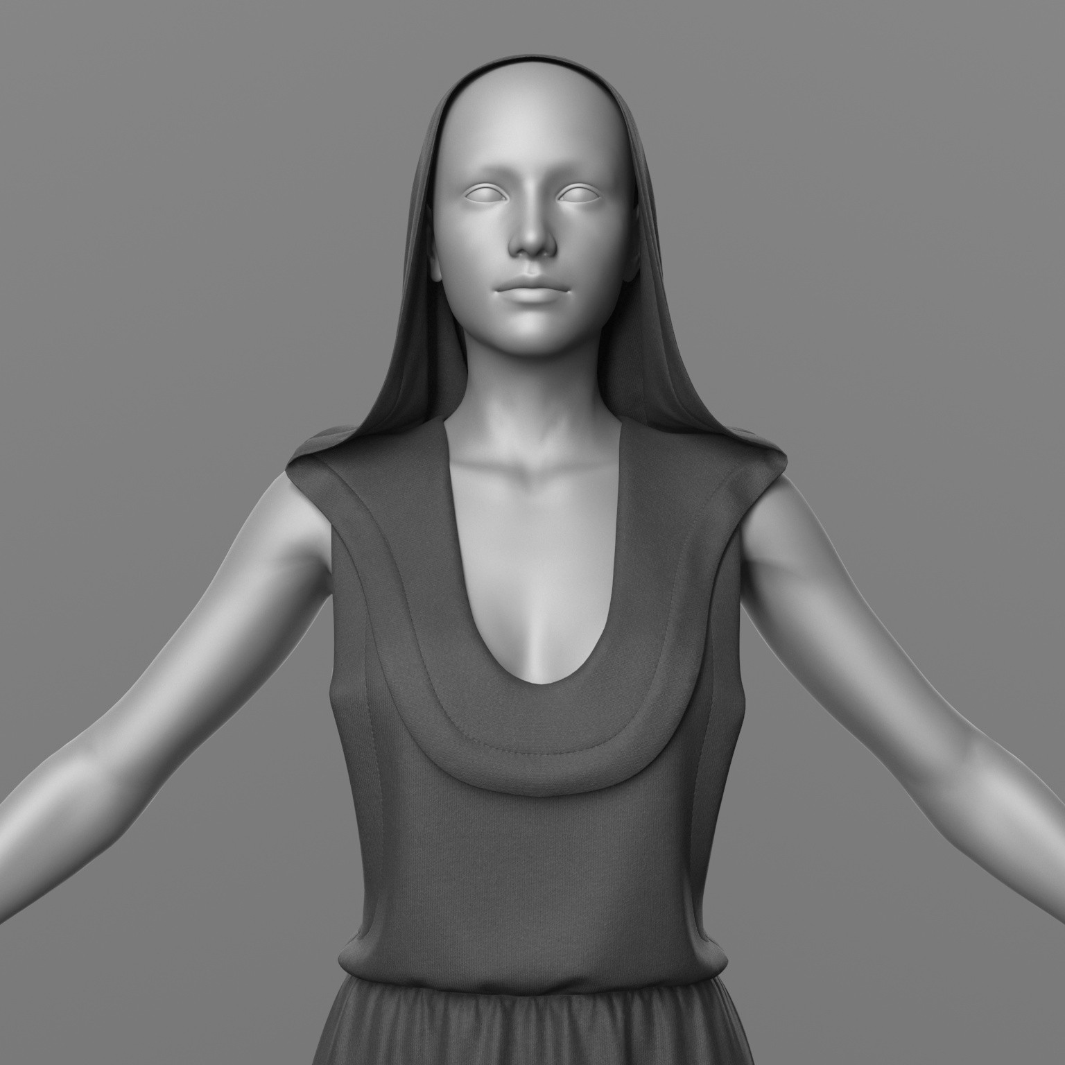 Long Dress with Hood G8 Female by N/A