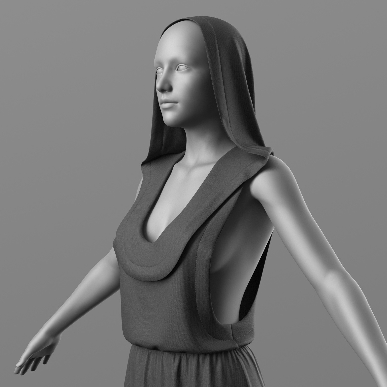 Long Dress with Hood G8 Female by N/A