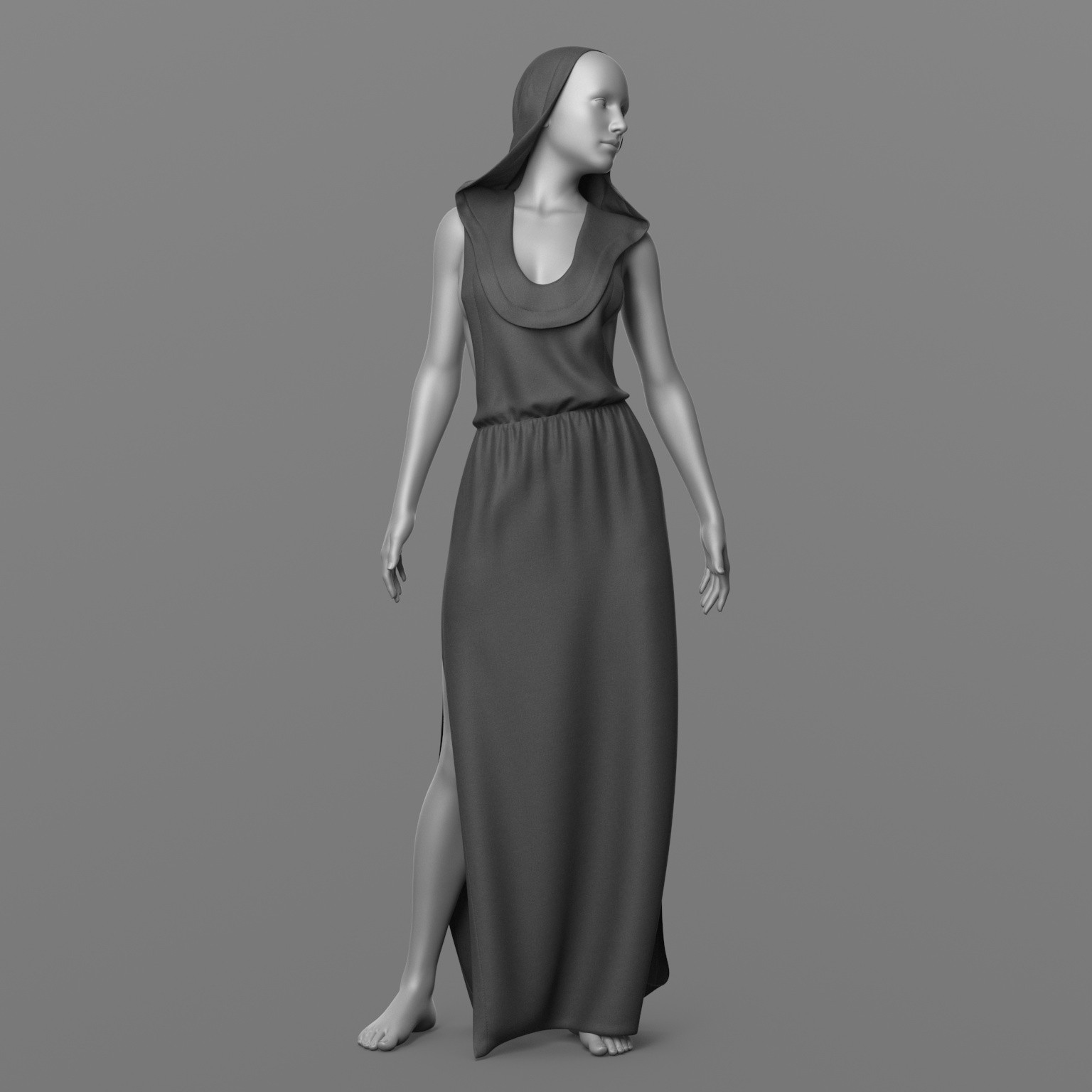 Long Dress with Hood G8 Female by N/A
