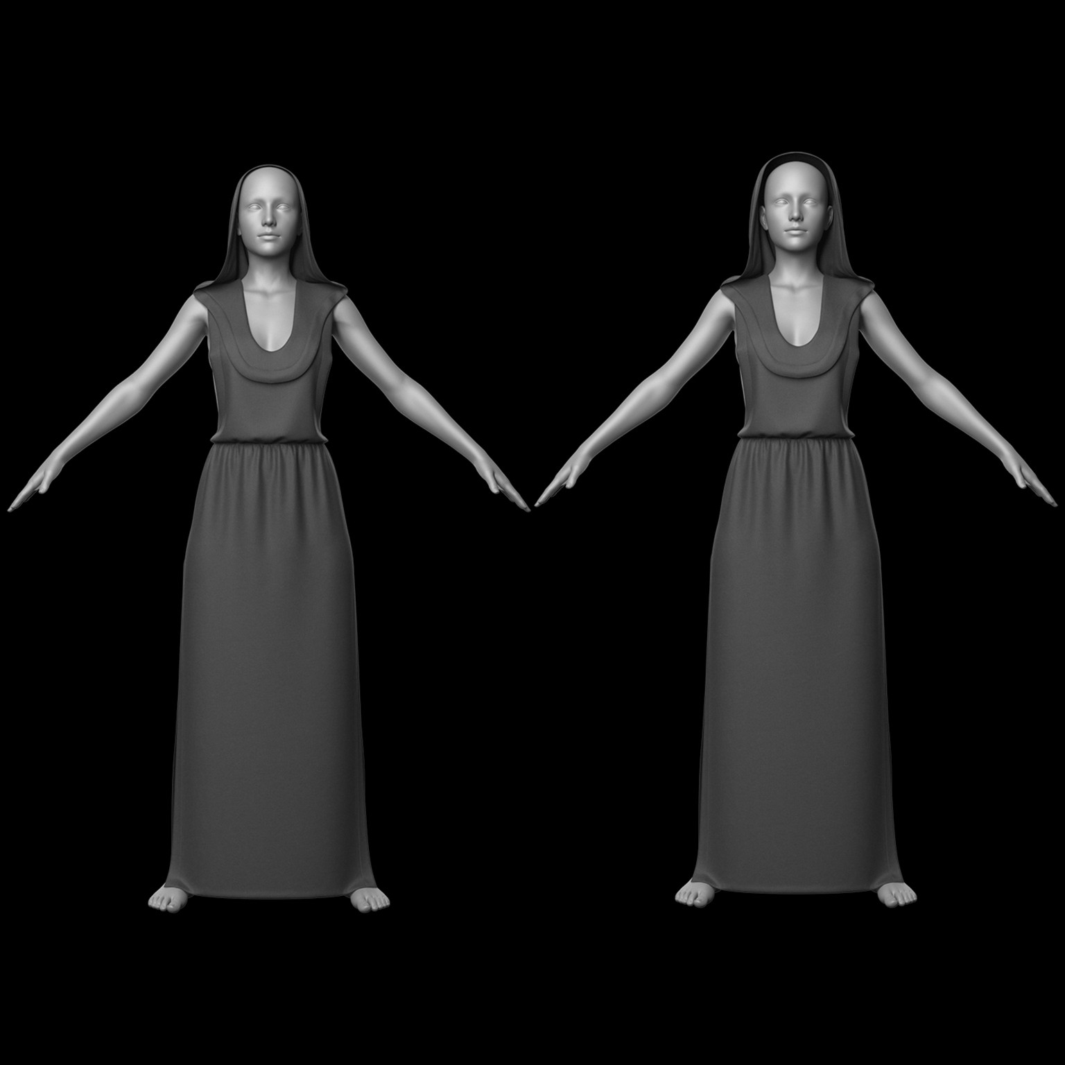 Long Dress with Hood G8 Female by N/A