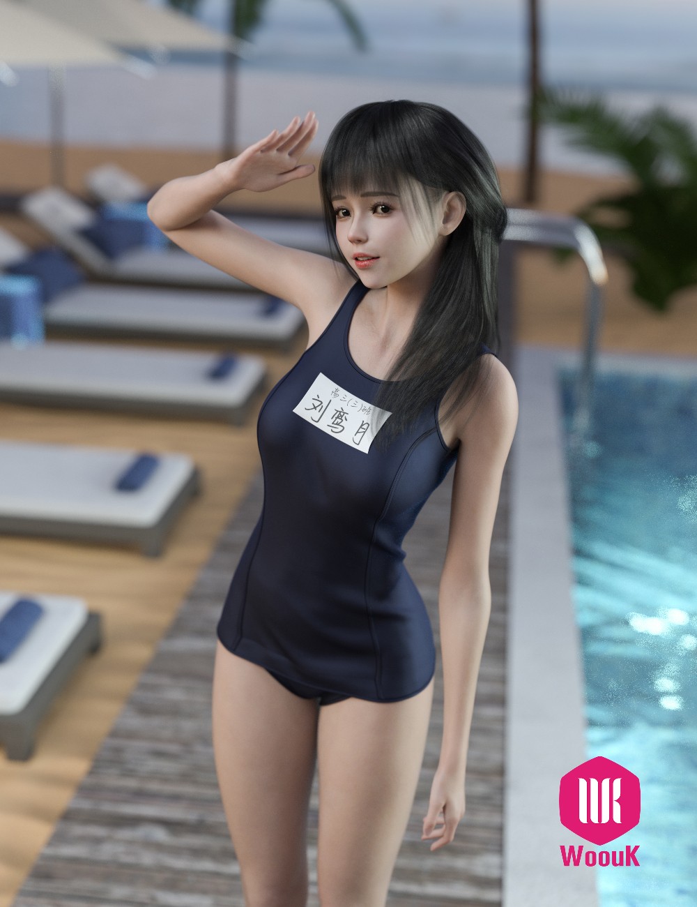 dForce WUK Old School Swimsuit for Genesis 8 and 8.1 Female by N/A