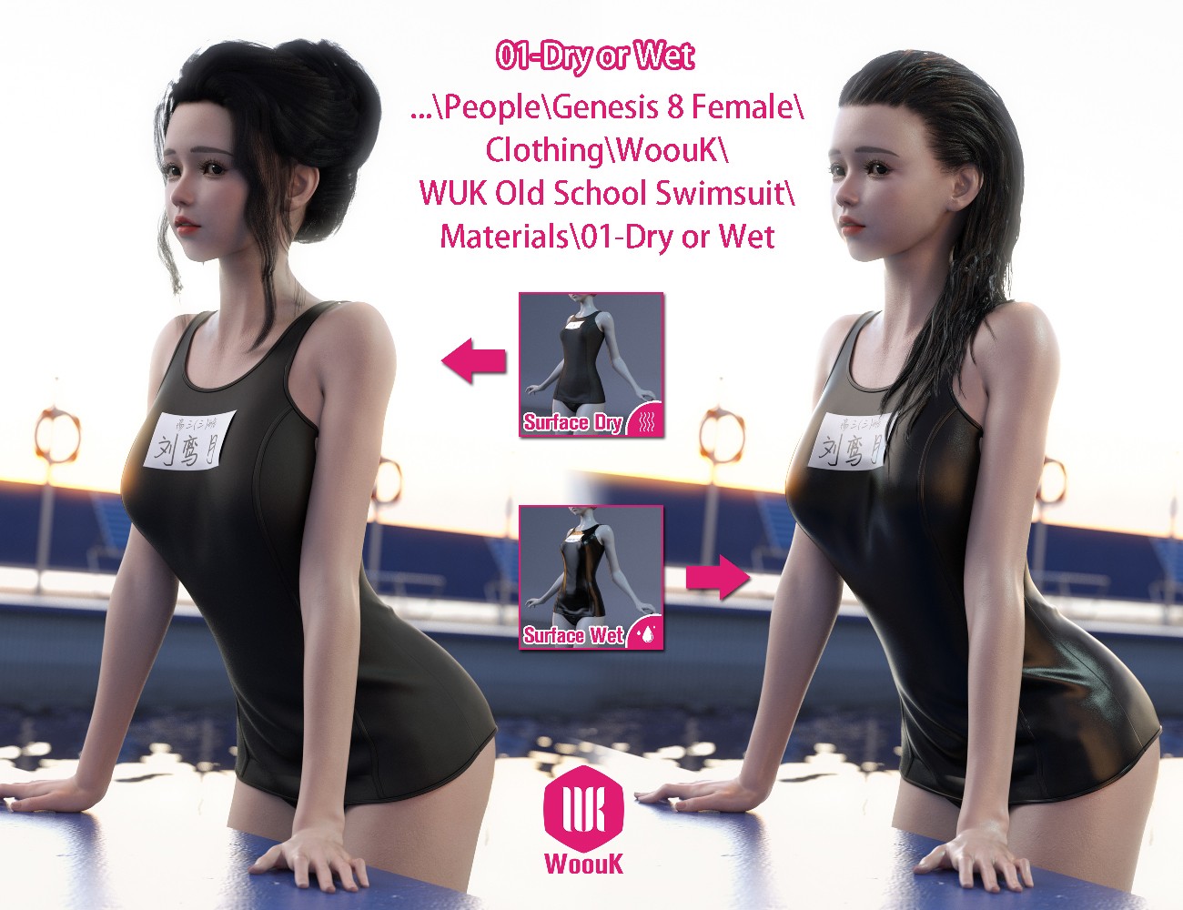 dForce WUK Old School Swimsuit for Genesis 8 and 8.1 Female by N/A