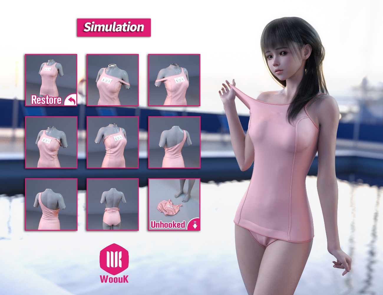 dForce WUK Old School Swimsuit for Genesis 8 and 8.1 Female by N/A