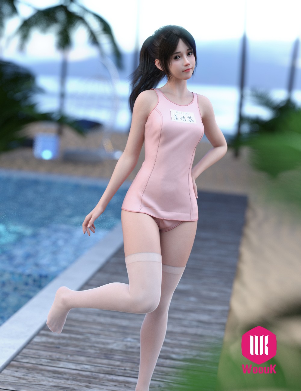 dForce WUK Old School Swimsuit for Genesis 8 and 8.1 Female by N/A