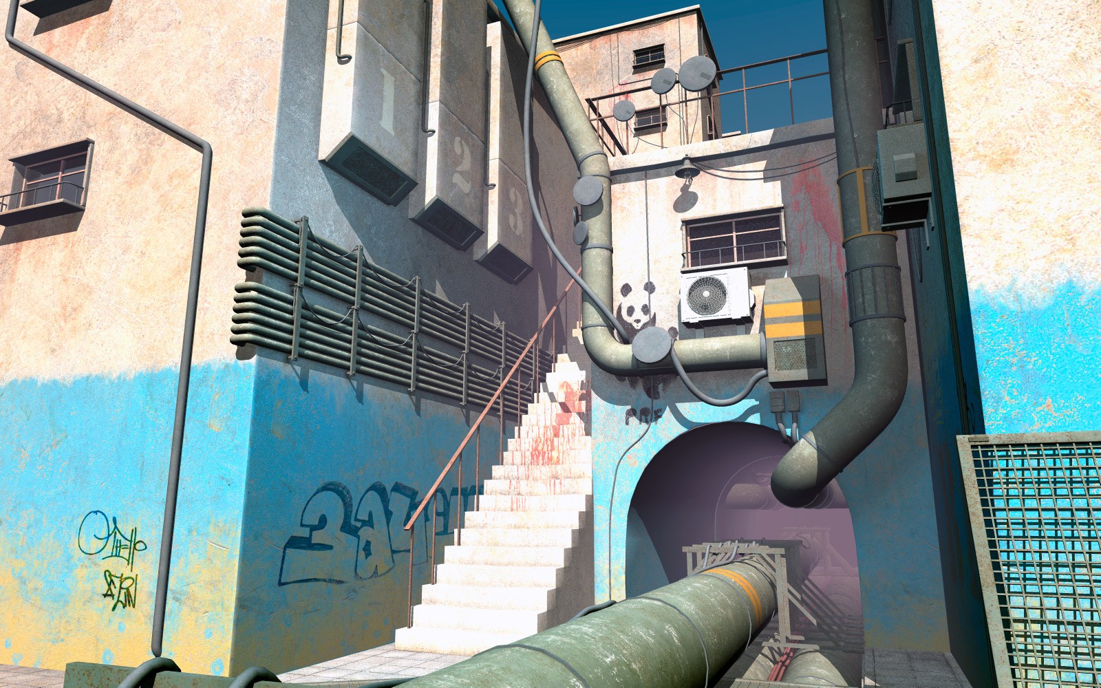 Courtyard with pipes for Poser by N/A