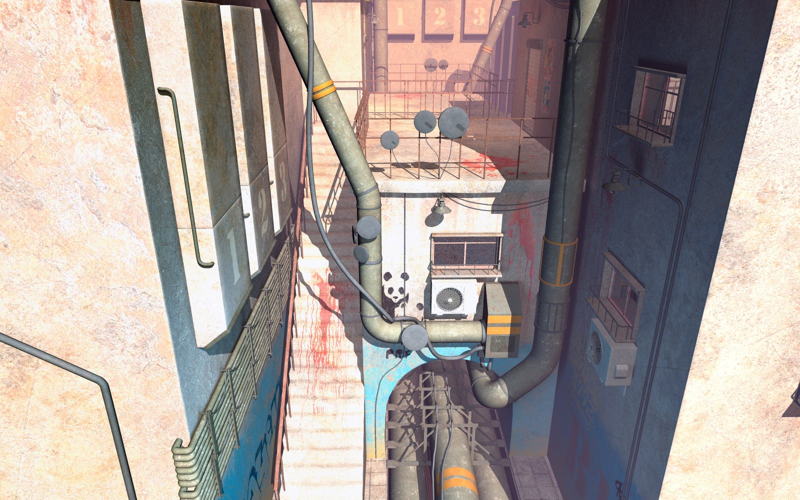 Courtyard with pipes for Poser by N/A