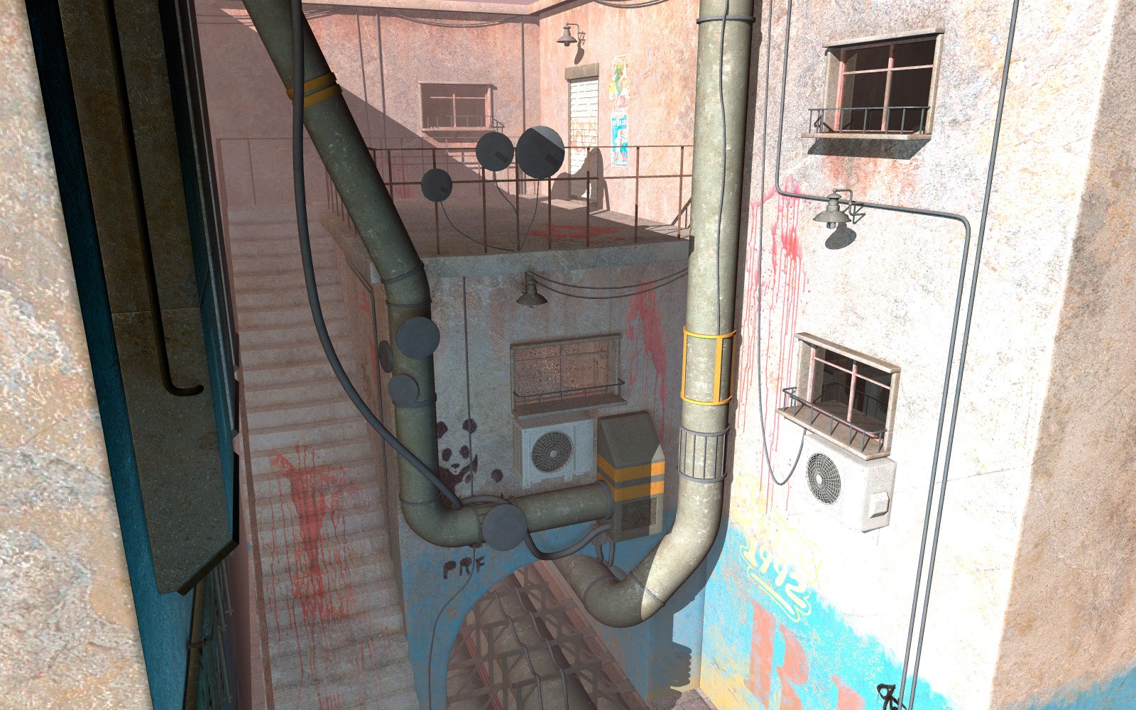 Courtyard with pipes for Poser by N/A