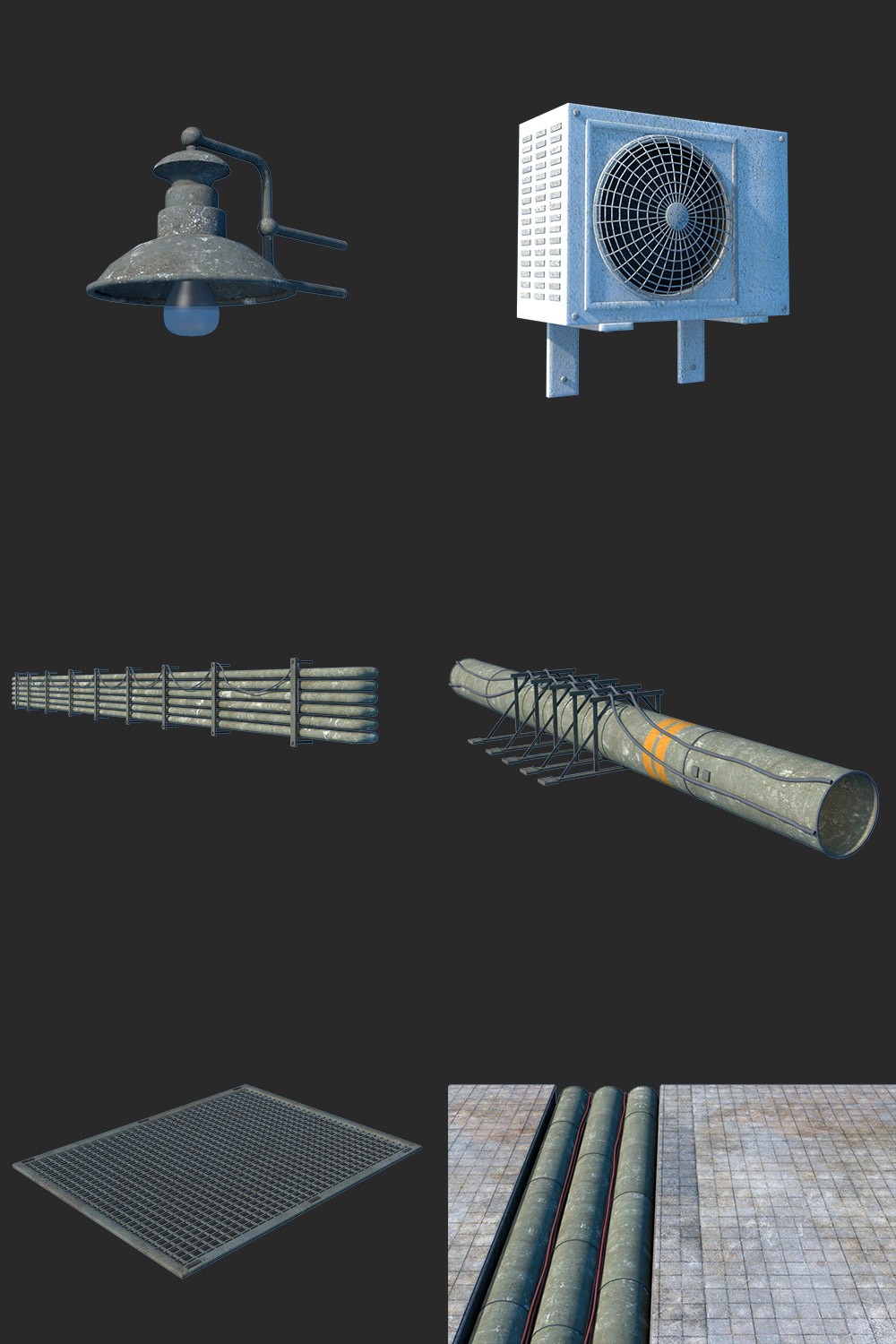 Courtyard with pipes for Poser by N/A