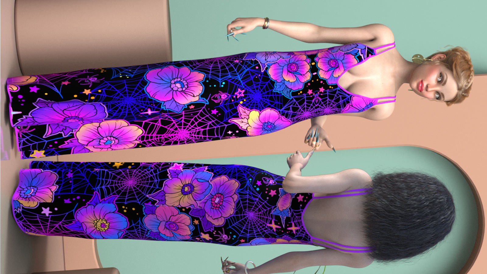 DA-Flowerful for dForce - Maxi Dress - Genesis 8 and 9 by kaleya by N/A