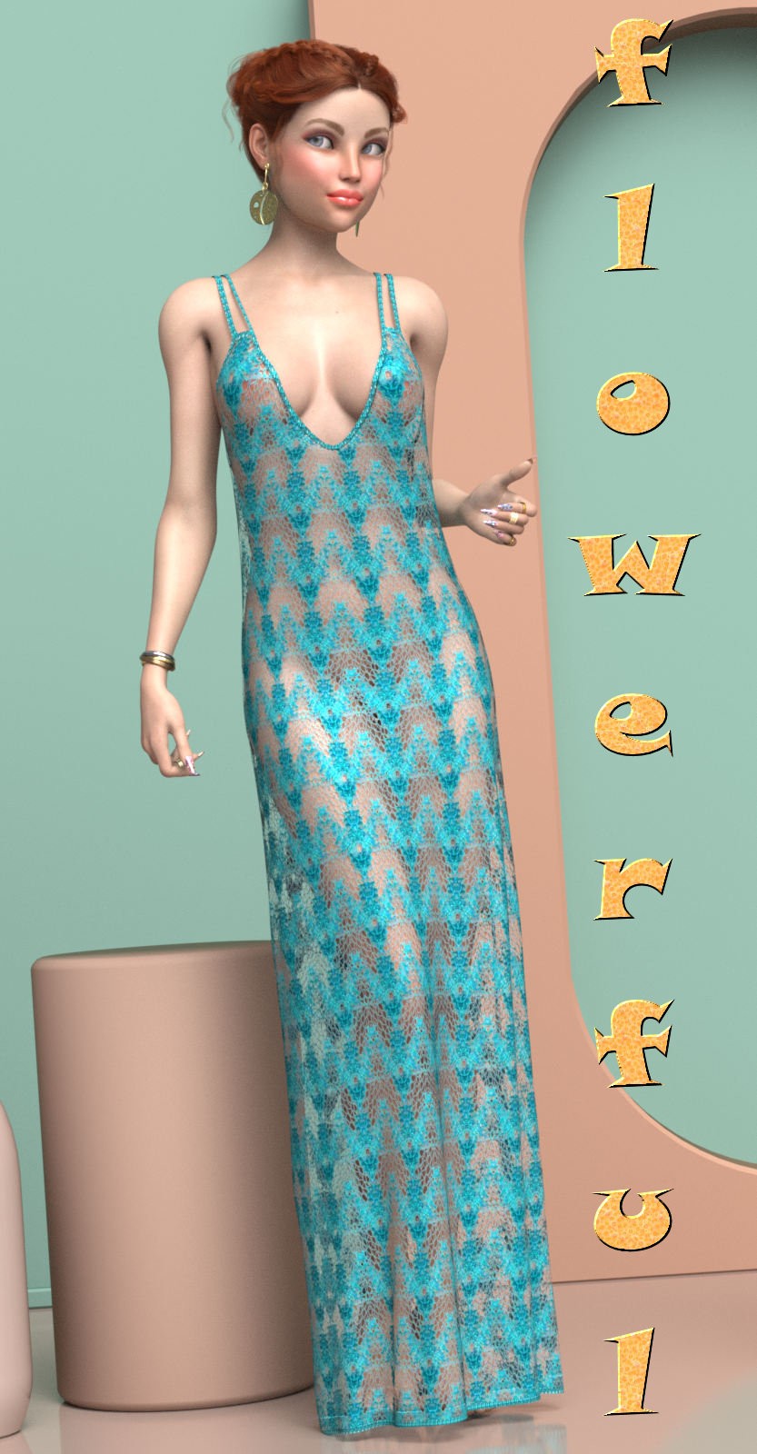 DA-Flowerful for dForce - Maxi Dress - Genesis 8 and 9 by kaleya by N/A