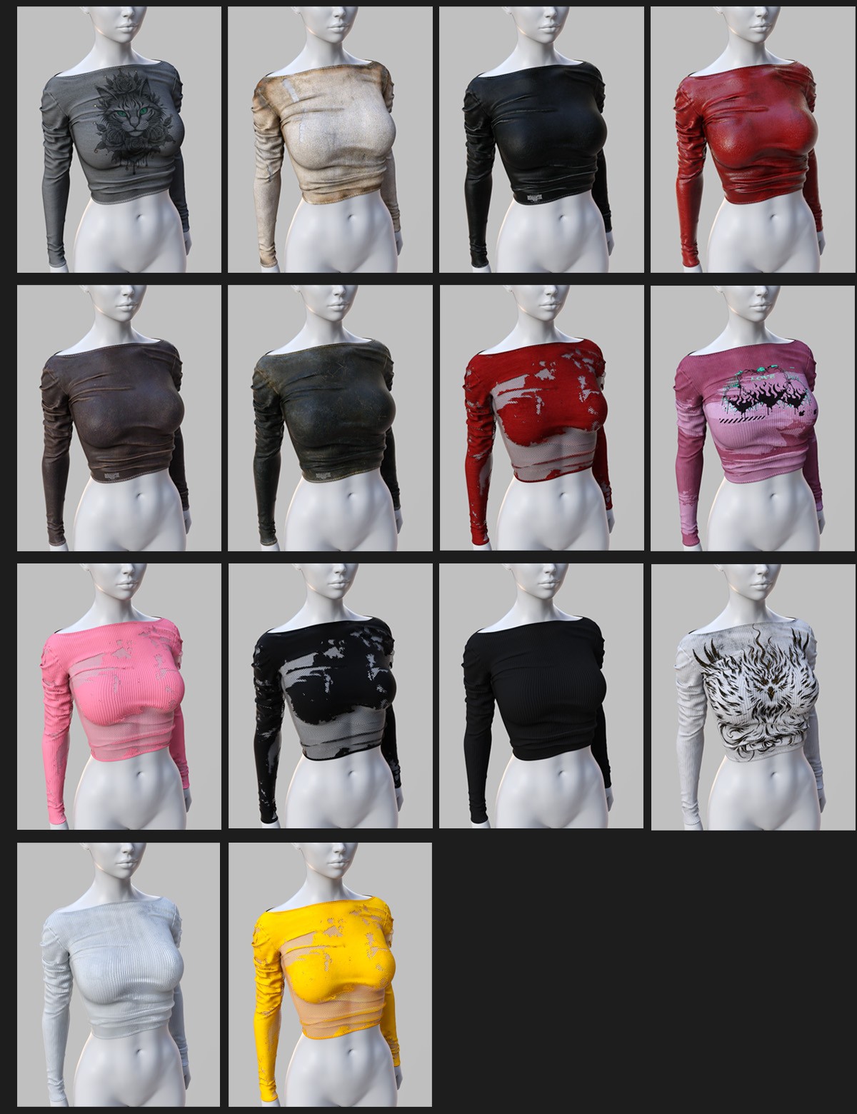 dForce Grunge Long Sleeve Shirt Genesis 8-8.1Female by N/A