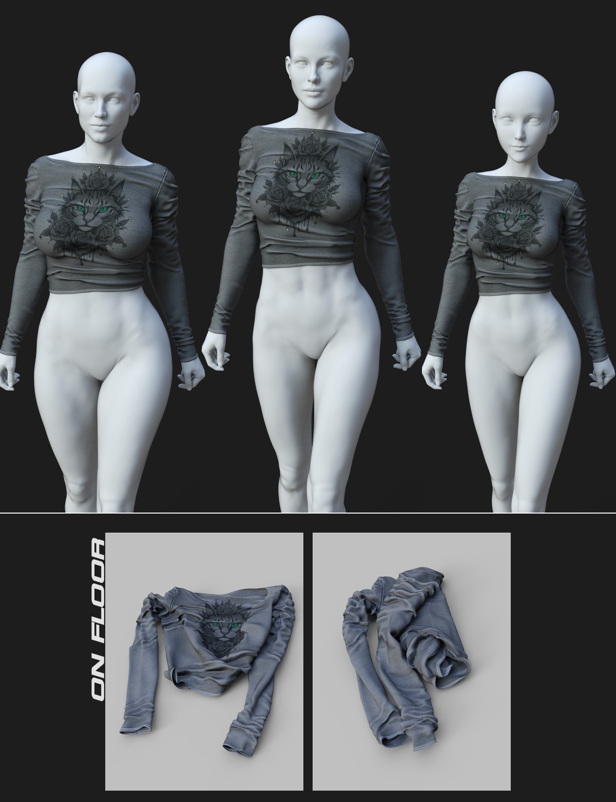dForce Grunge Long Sleeve Shirt Genesis 8-8.1Female by N/A