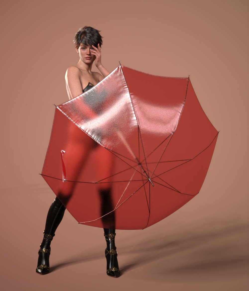 Fully opening dForce Classic Umbrella with poses for the G8M, G8F, and G9 by N/A